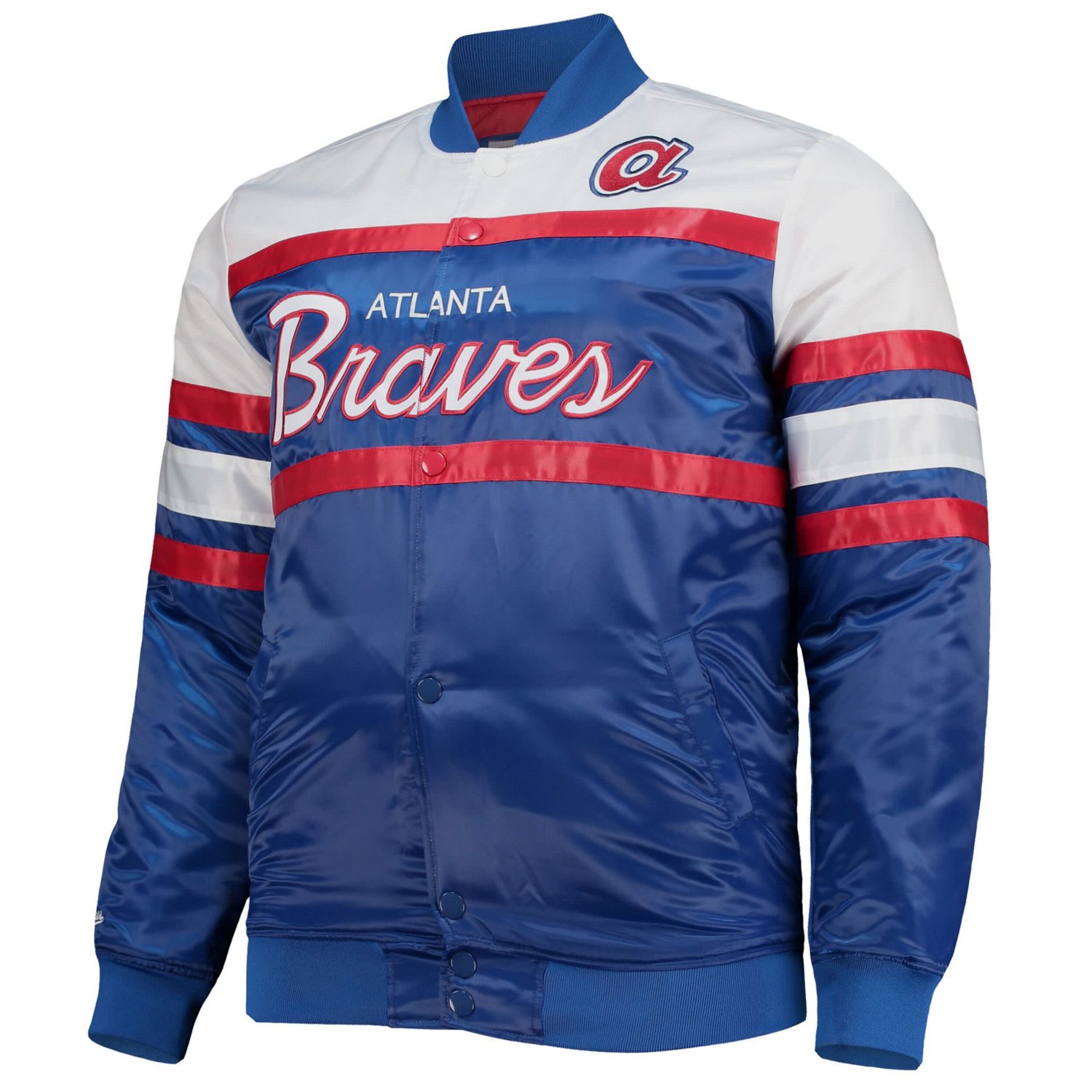 Mitchell  Ness /Red Atlanta Braves Big  Tall Coaches Satin Full-Snap Jacket