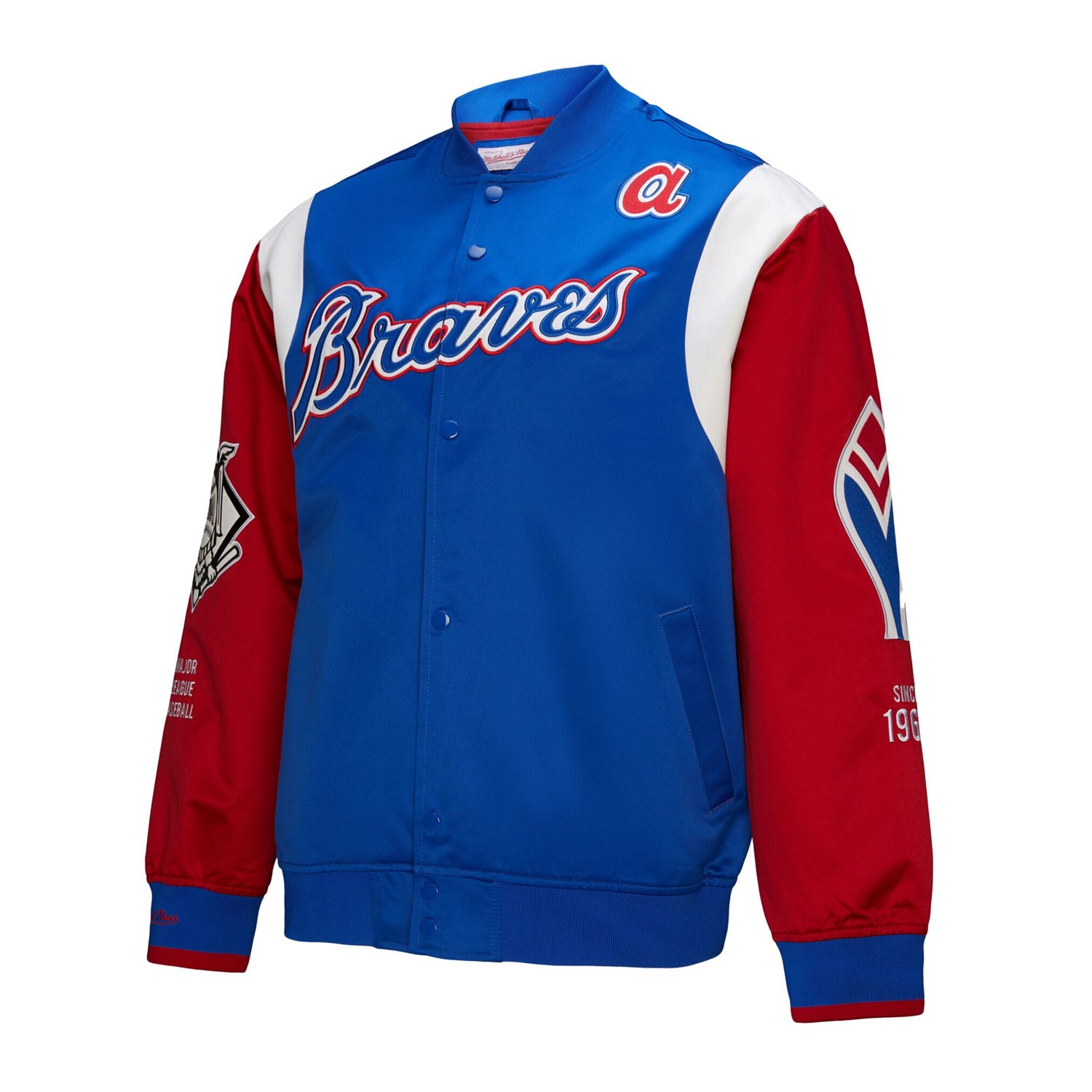 Mitchell  Ness Red Atlanta Braves Cooperstown Collection Team Origins Satin Full-Snap Jacket