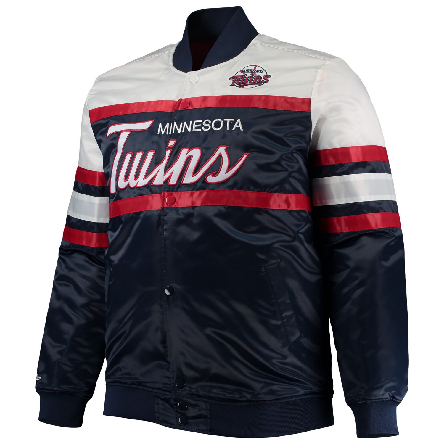 Mitchell  Ness /Red Minnesota Twins Big Tall Coaches Satin Full-Snap Jacket