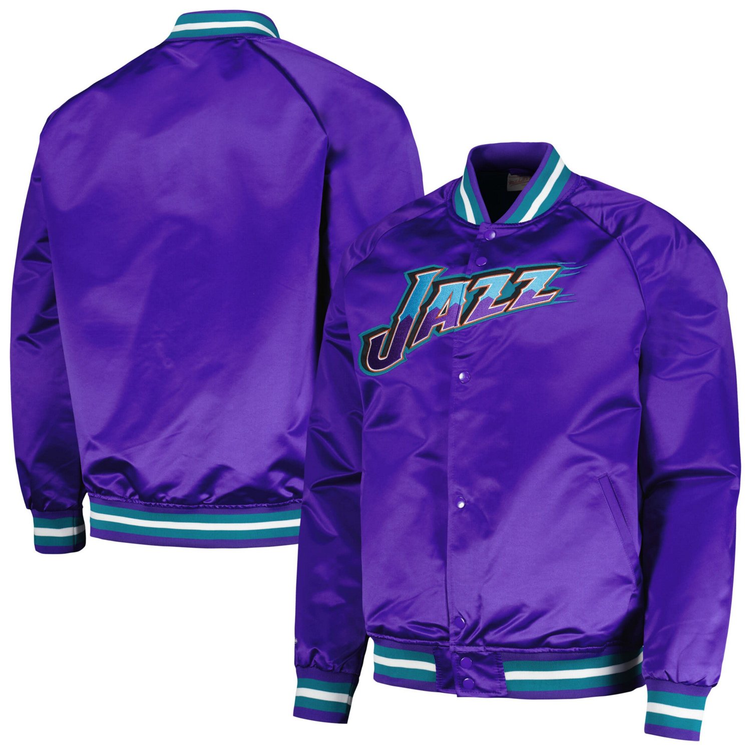 Mitchell  Ness Utah Jazz Hardwood Classics Throwback Wordmark Raglan Full-Snap Jacket