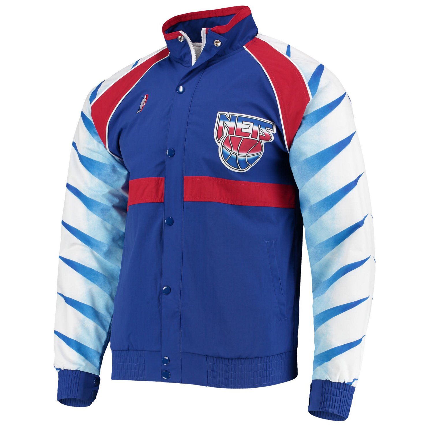 Mitchell Ness New Jersey Nets Hardwood Classics Authentic Warm-Up Raglan Full-Zip Jacket