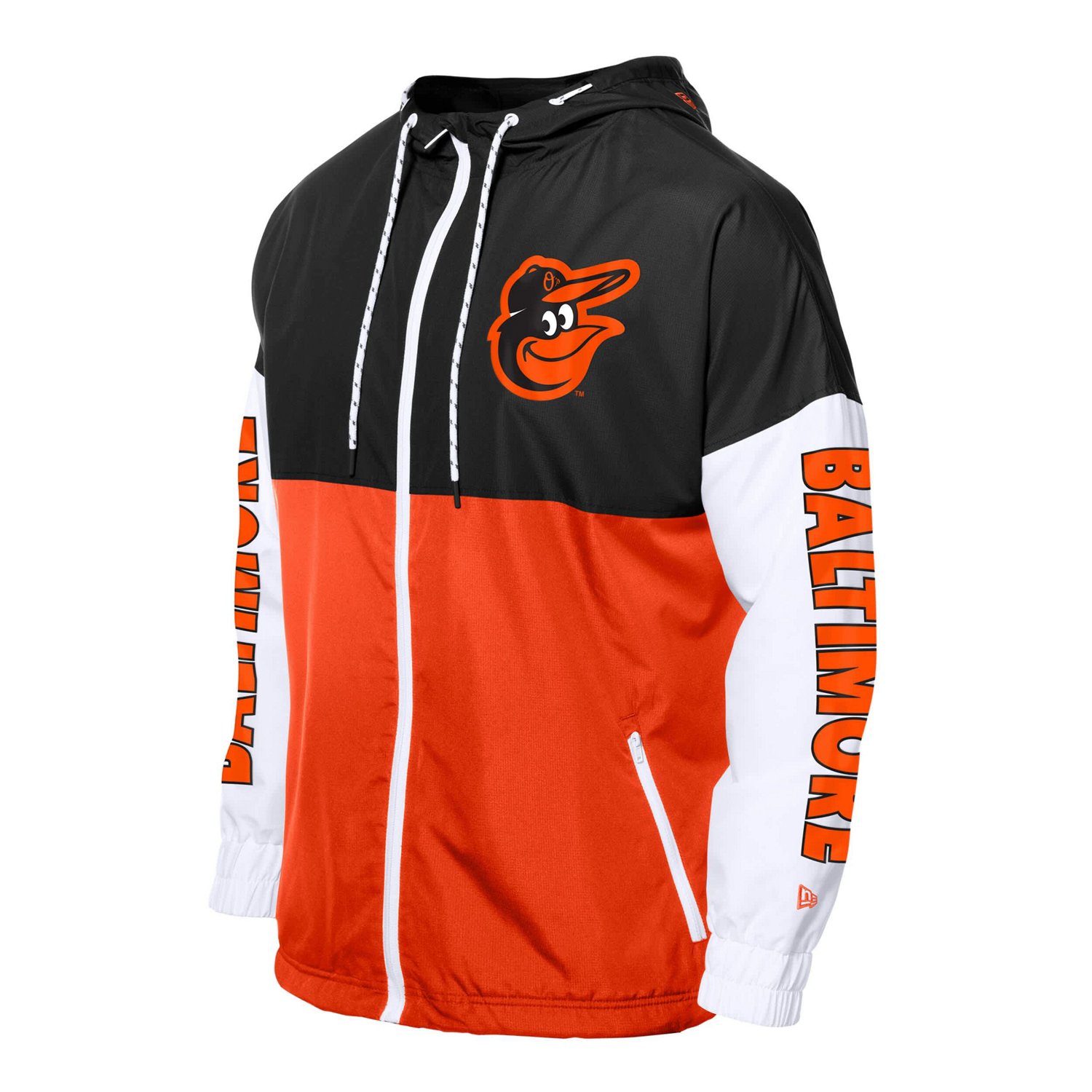 New Era Black Baltimore Orioles Color Block Full-Zip Hoodie Windbreaker - view number 2