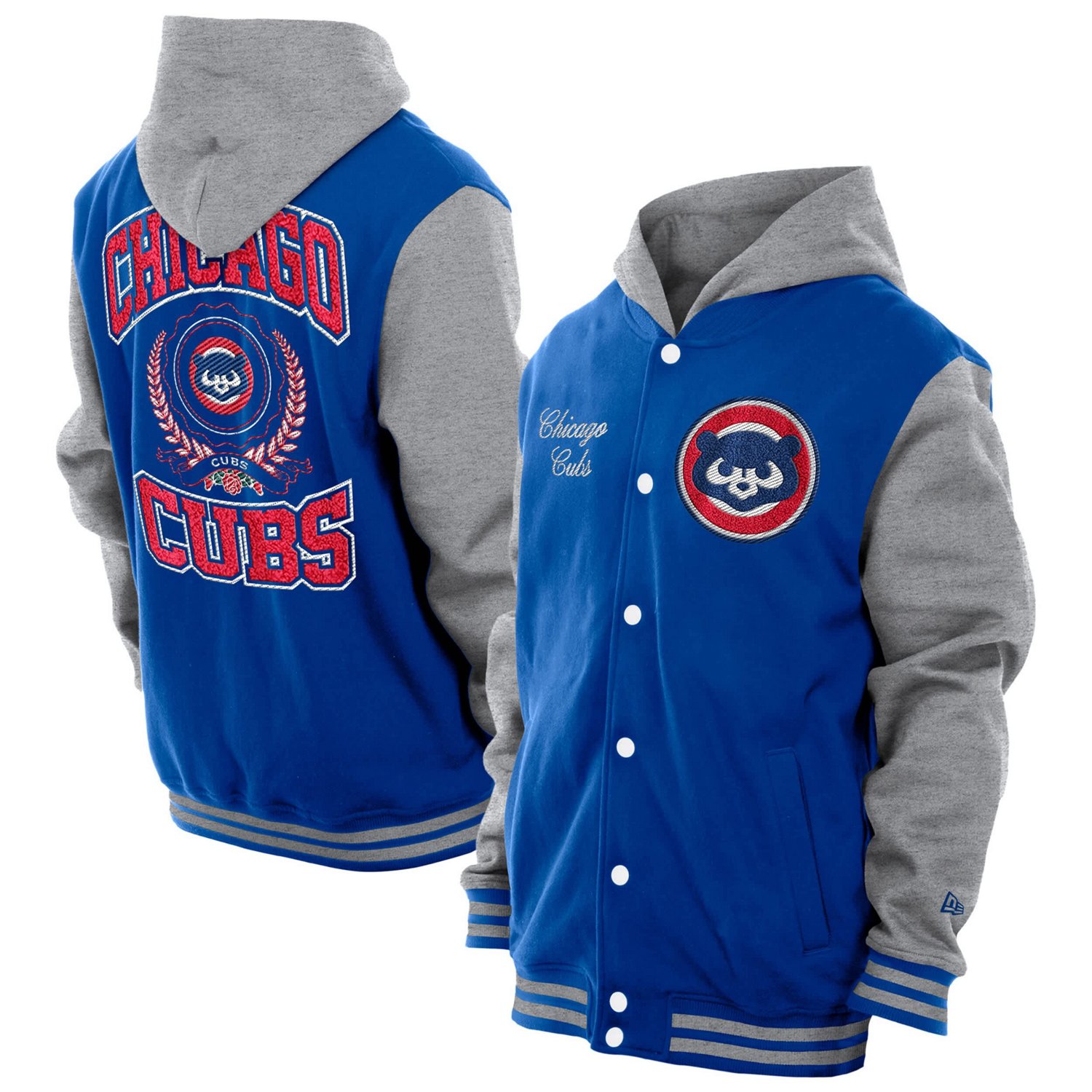 New Era Chicago Cubs Throwback Prep Full-Snap Hoodie Jacket