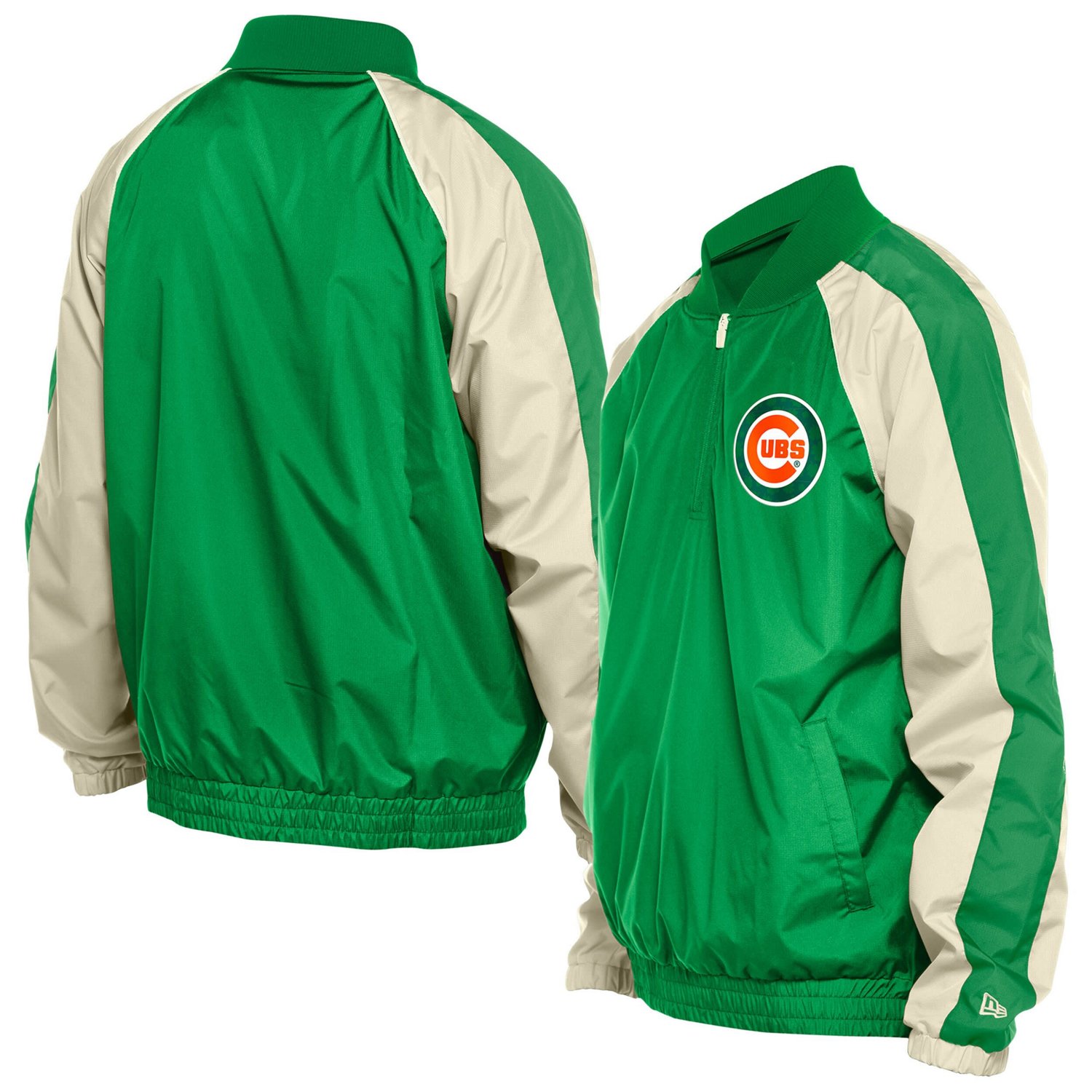 New Era Kelly Chicago Cubs Ripstop Raglan Quarter-Zip Hoodie Windbreaker Jacket                                                  - view number 1