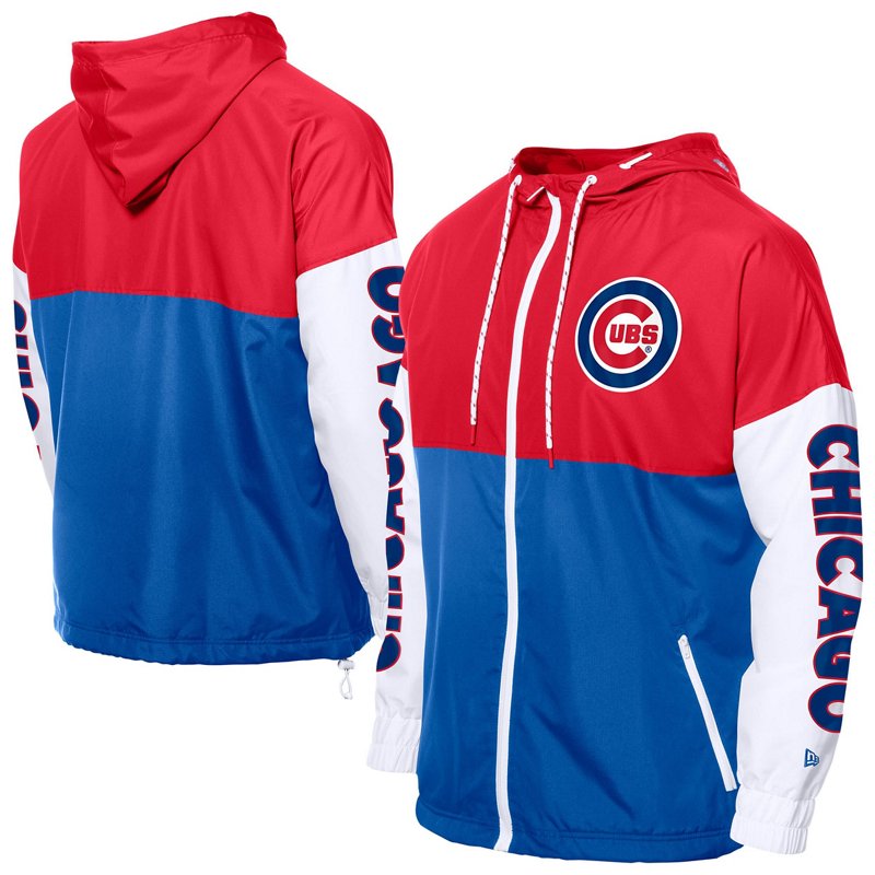 New Era Red Chicago Cubs Color Block Full-Zip Hoodie Windbreaker-image