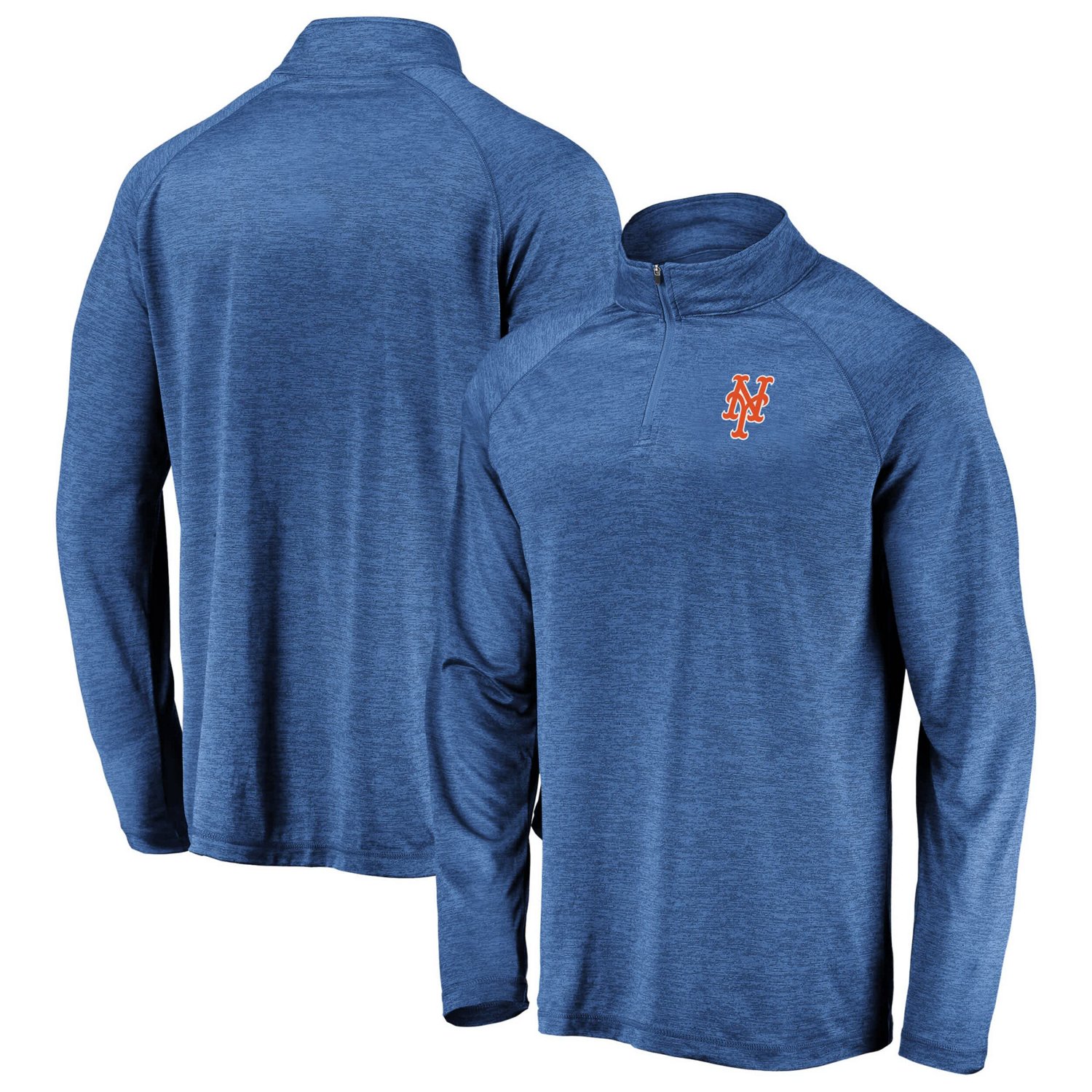 New York Mets Iconic Striated Primary Logo Raglan Quarter-Zip Pullover Jacket