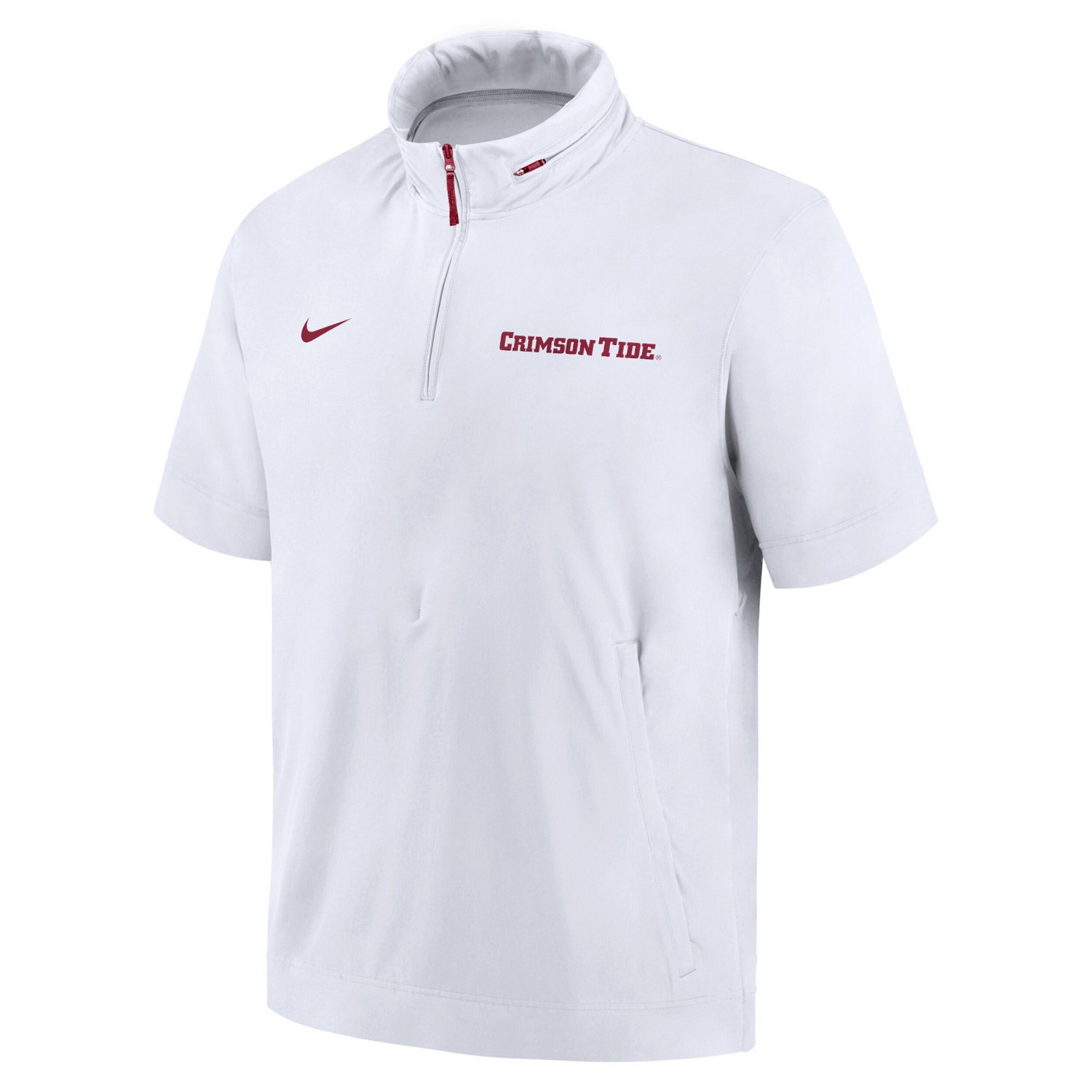 Nike Alabama Crimson Tide 2024 Sideline Coach Short Sleeve Half Zip Hoodie Jacket Academy