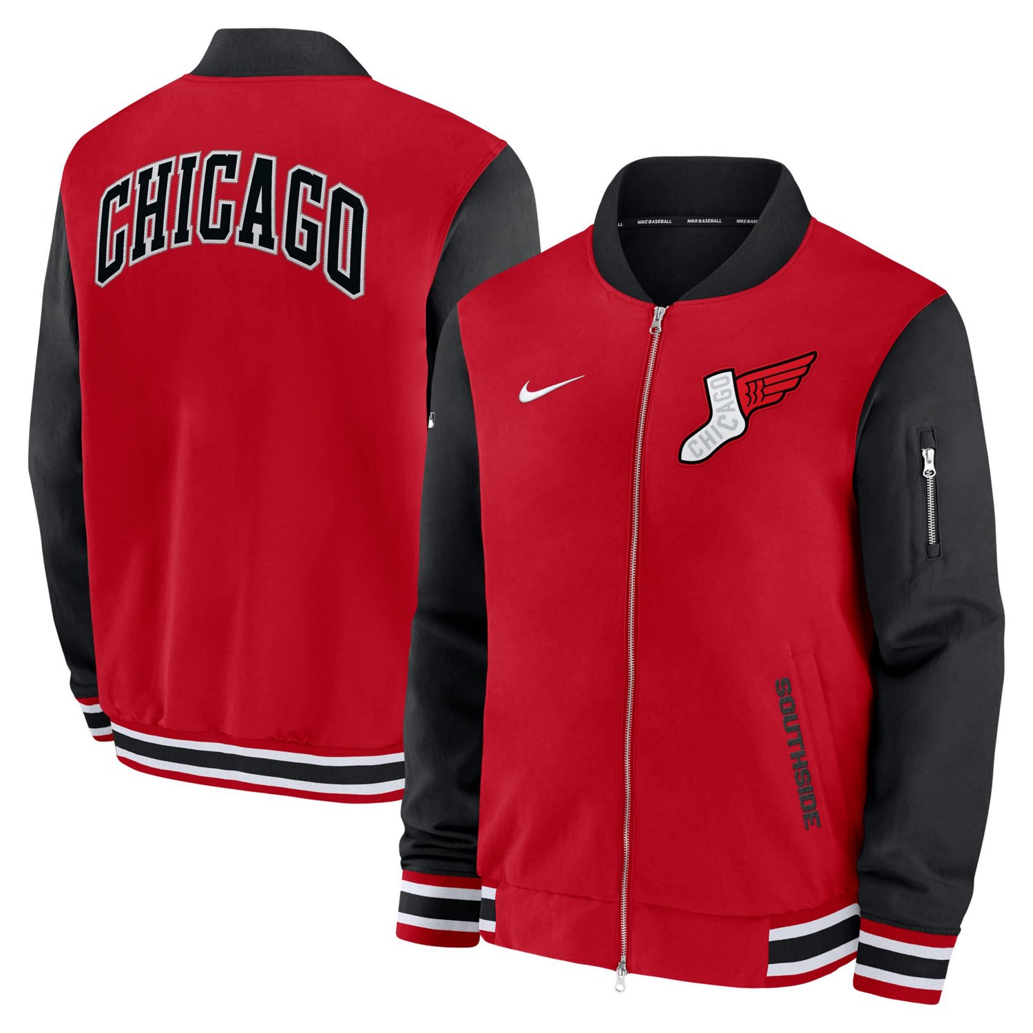 Nike Black Chicago White Sox 2025 City Connect Authentic Collection Full-Zip Bomber Jacket