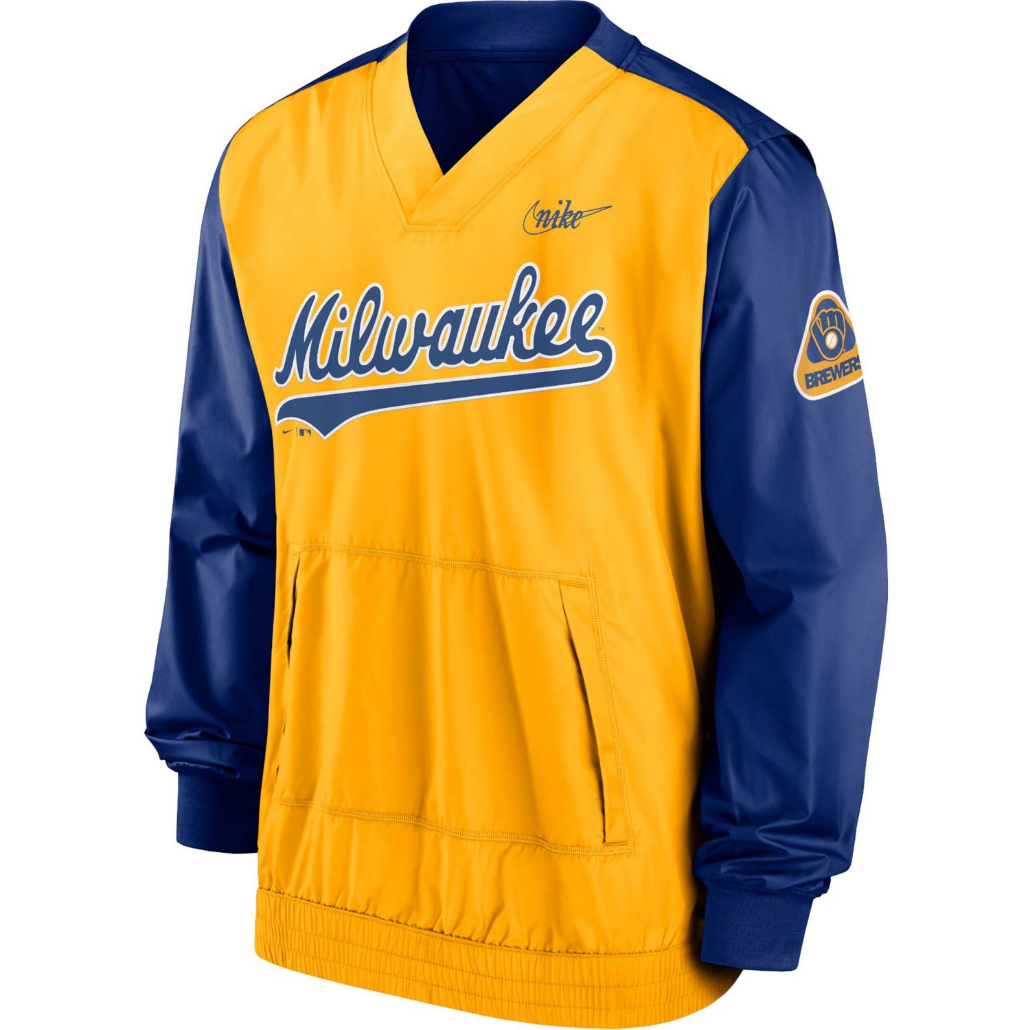 Nike Gold Milwaukee Brewers Cooperstown Collection V-Neck Pullover Windbreaker - view number 2
