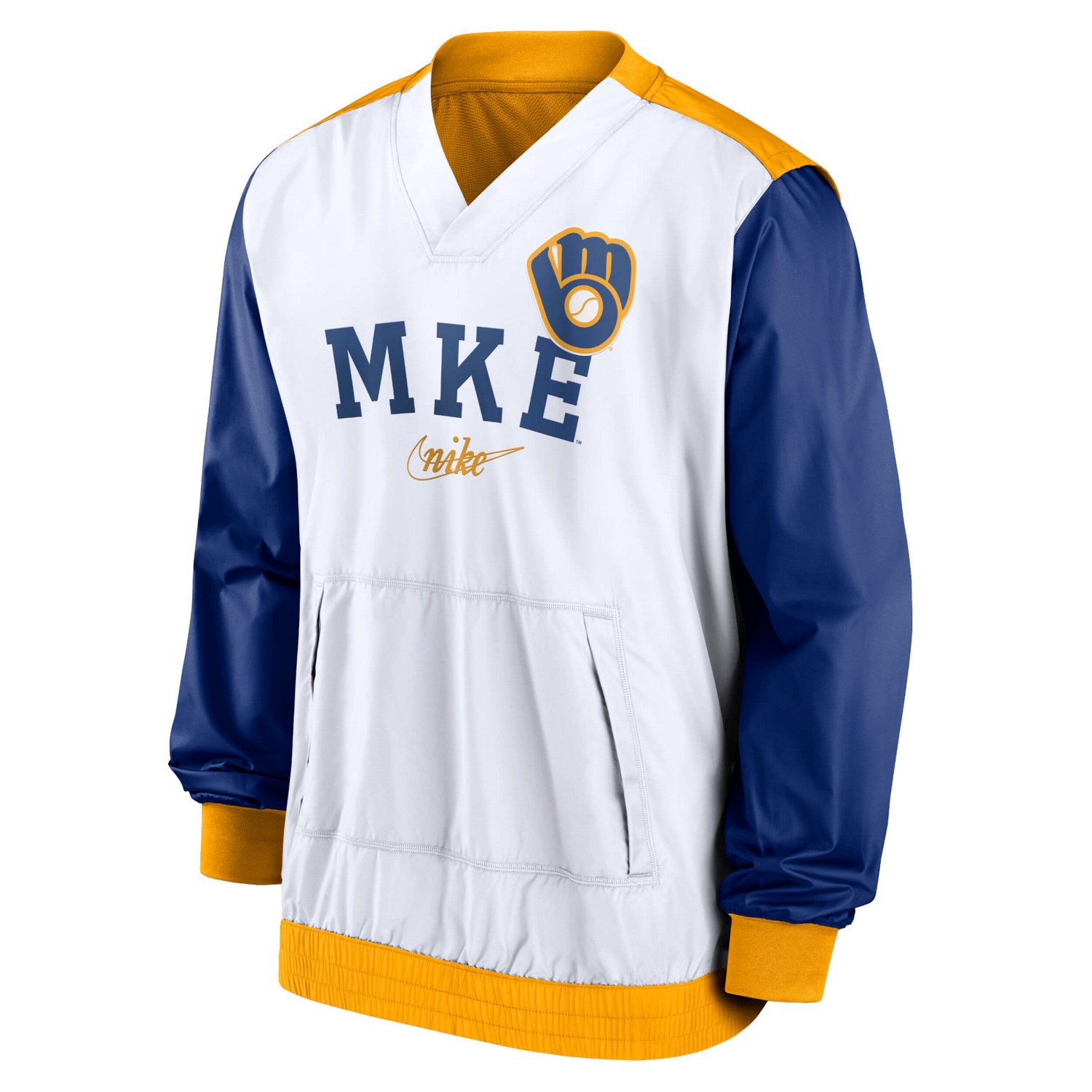 Nike Gold Milwaukee Brewers Rewind Warmup V-Neck Pullover Jacket - view number 2