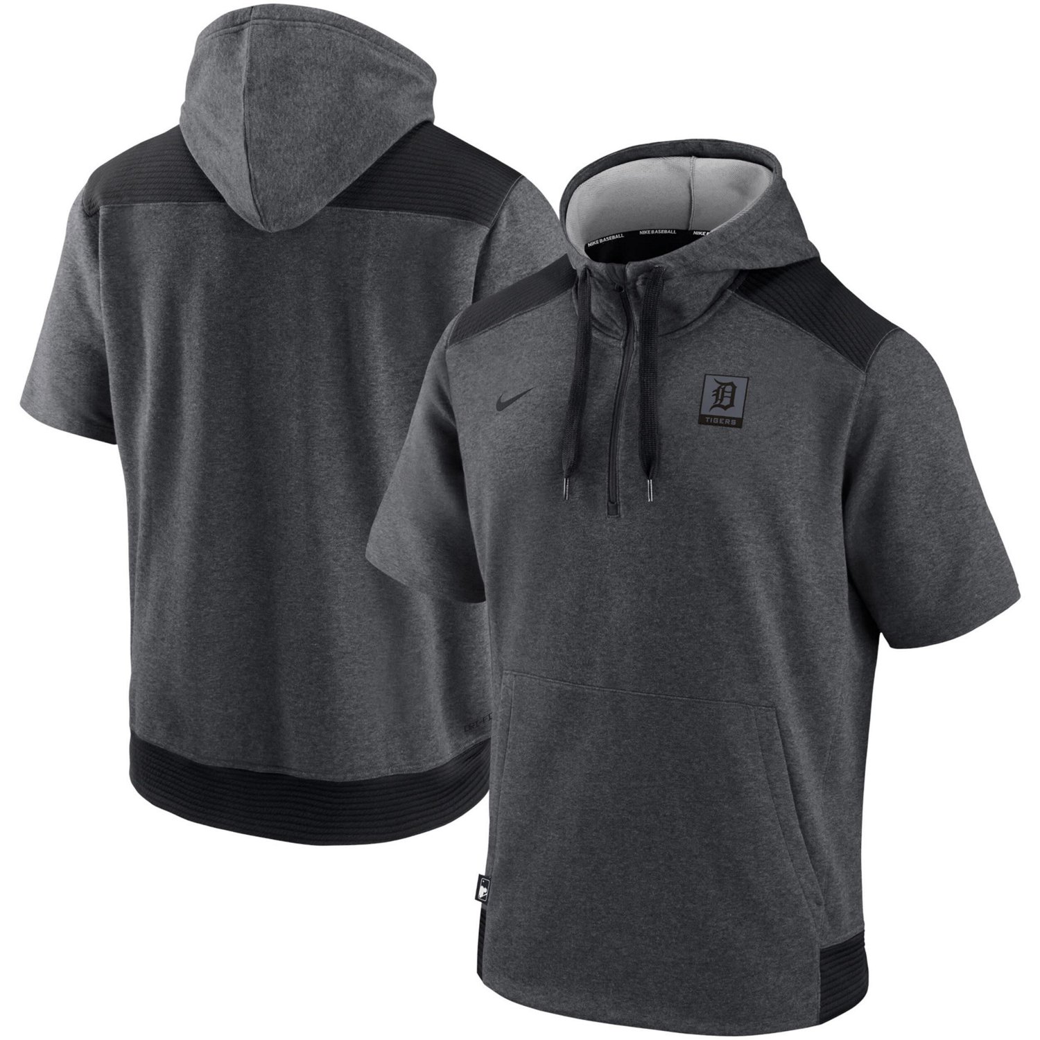 Nike Heathered / Detroit Tigers Authentic Collection Dry Flux Performance Quarter-Zip Short Sleeve Hoodie                        - view number 1