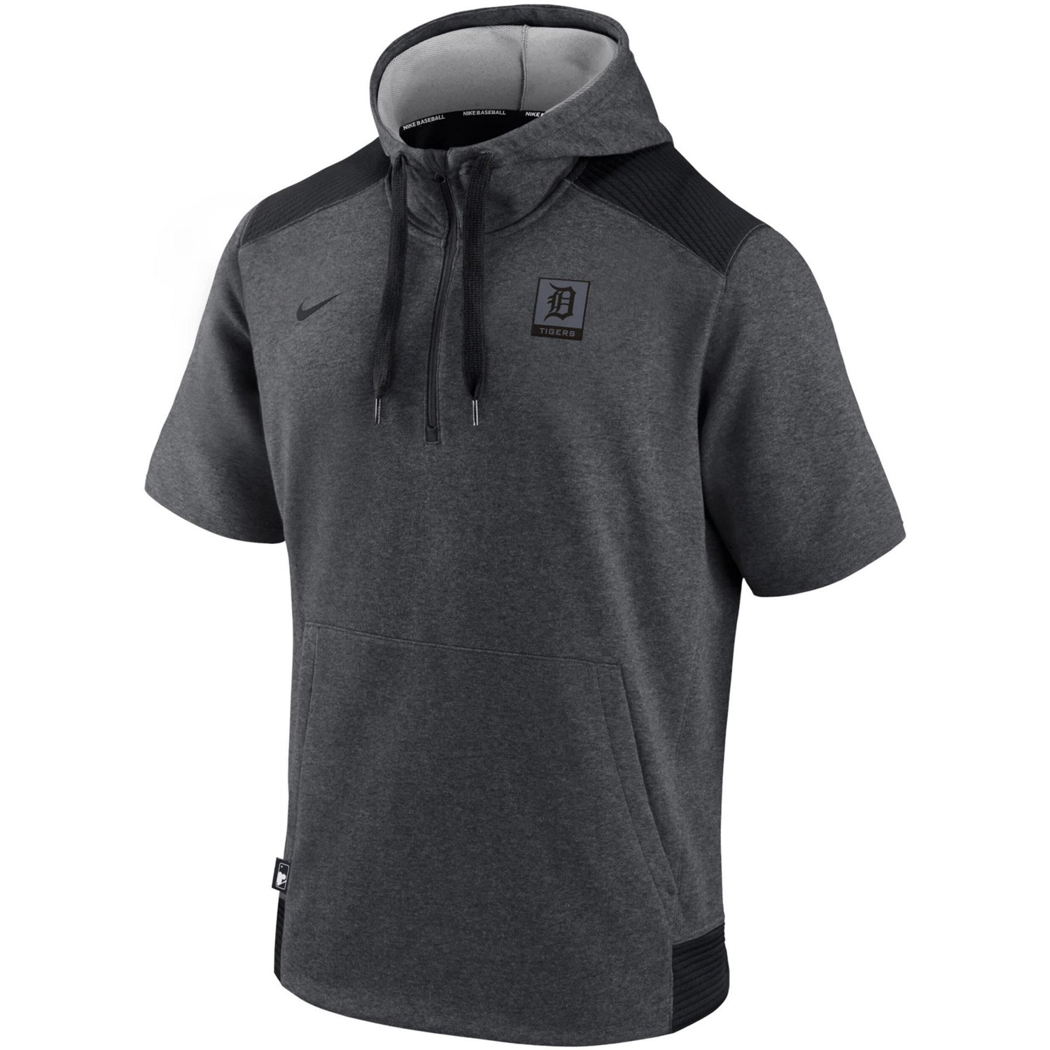 Nike Heathered / Detroit Tigers Authentic Collection Dry Flux Performance Quarter-Zip Short Sleeve Hoodie                        - view number 2