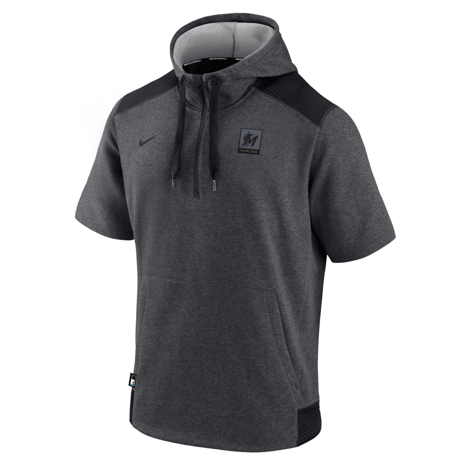 Nike Heathered / Miami Marlins Authentic Collection Dry Flux Performance Quarter-Zip Short Sleeve Hoodie                         - view number 2