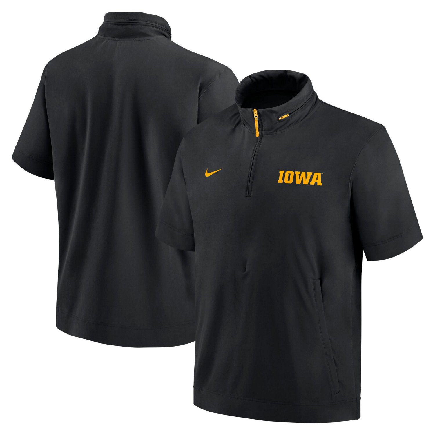 【Nike】Iowa Hawkeyes Sideline Coach Nike Iowa Hawkeyes 2024 Sideline Coach Short Sleeve Half-Zip