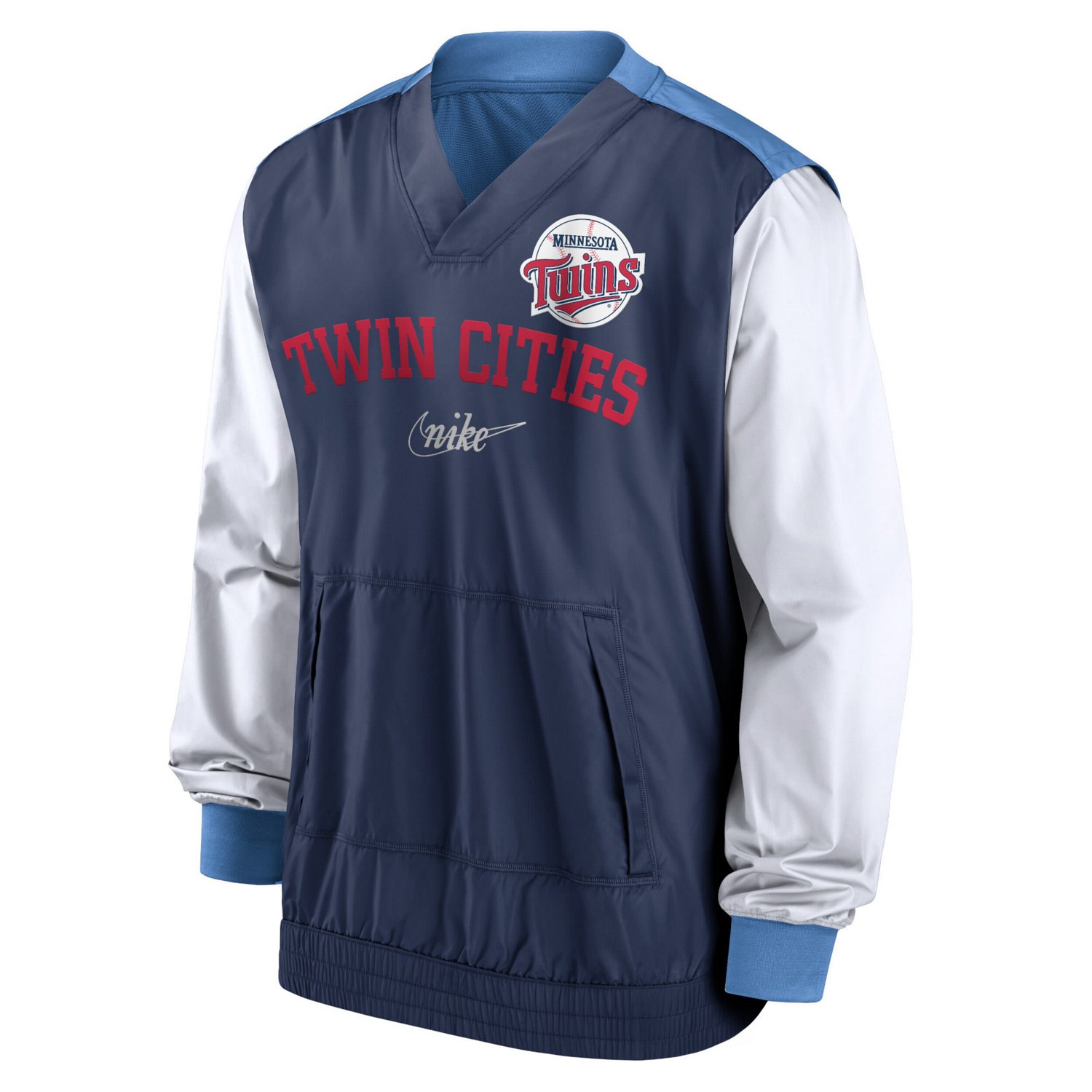 Nike Light Blue Minnesota Twins Rewind Warmup V-Neck Pullover Jacket - view number 2