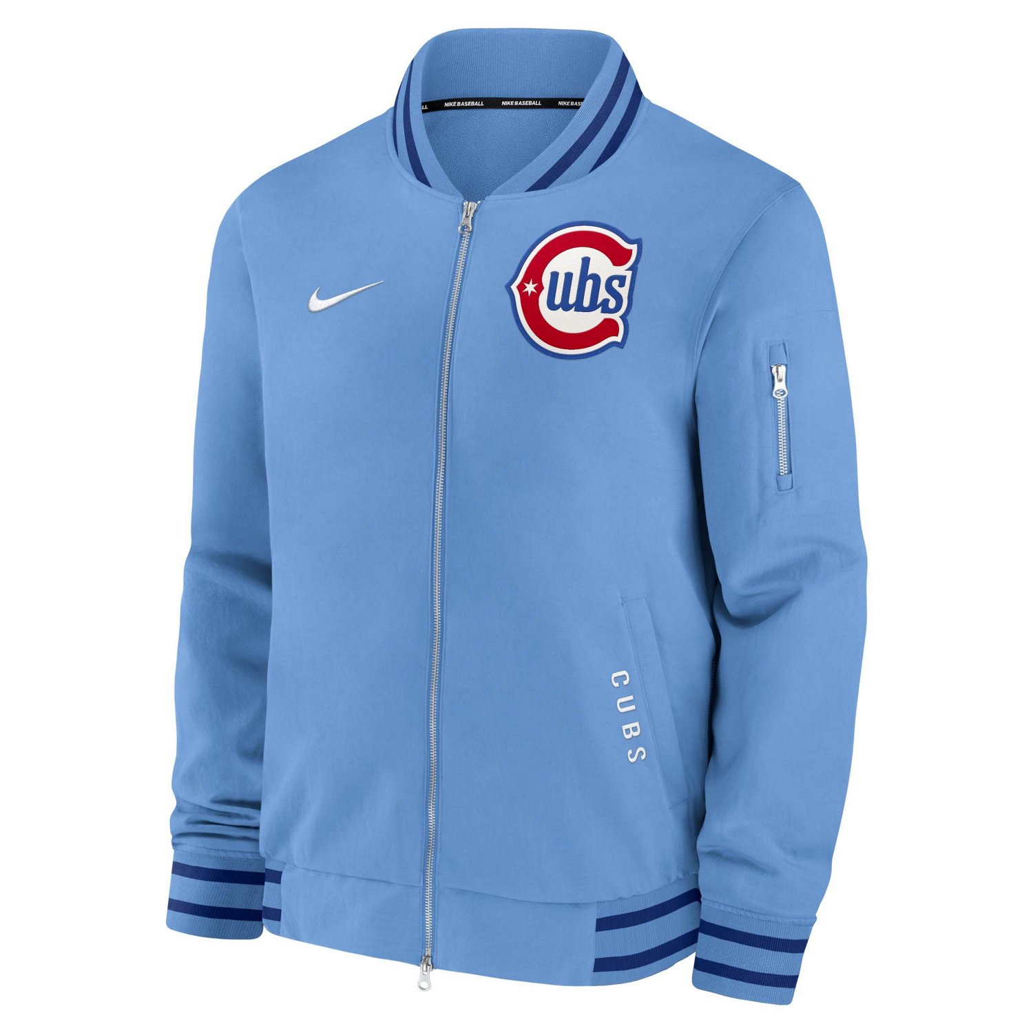 Nike Light Chicago Cubs Authentic Collection Dugout Relaxed Full-Zip Bomber Jacket - view number 4