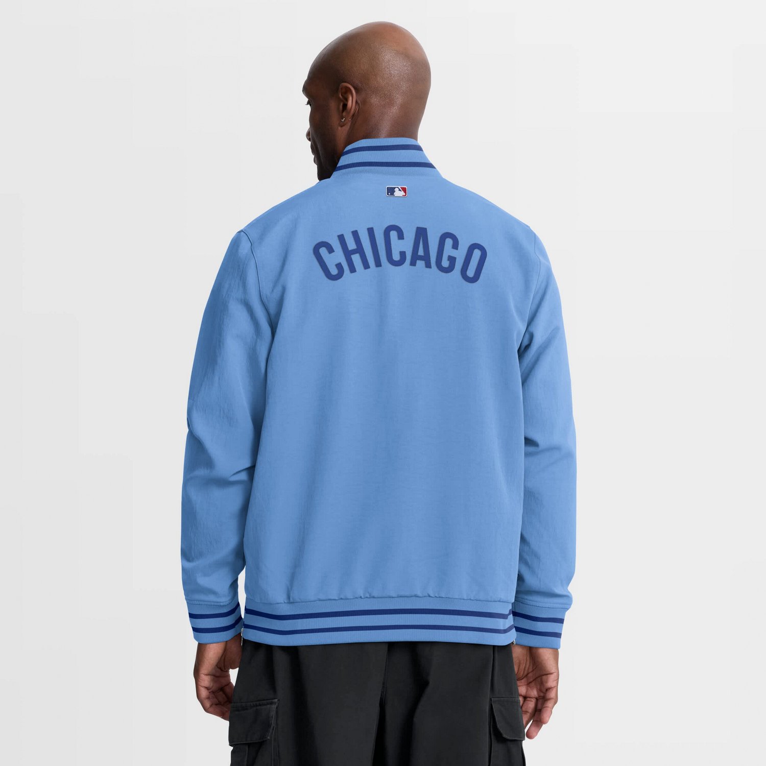 Nike Light Chicago Cubs Authentic Collection Dugout Relaxed Full-Zip Bomber Jacket - view number 2