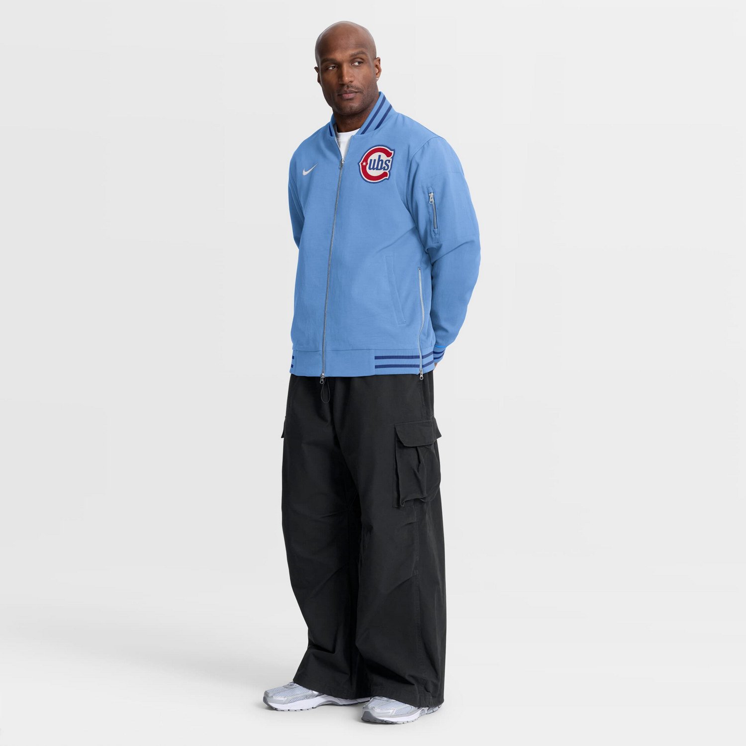 Nike Light Chicago Cubs Authentic Collection Dugout Relaxed Full-Zip Bomber Jacket - view number 3