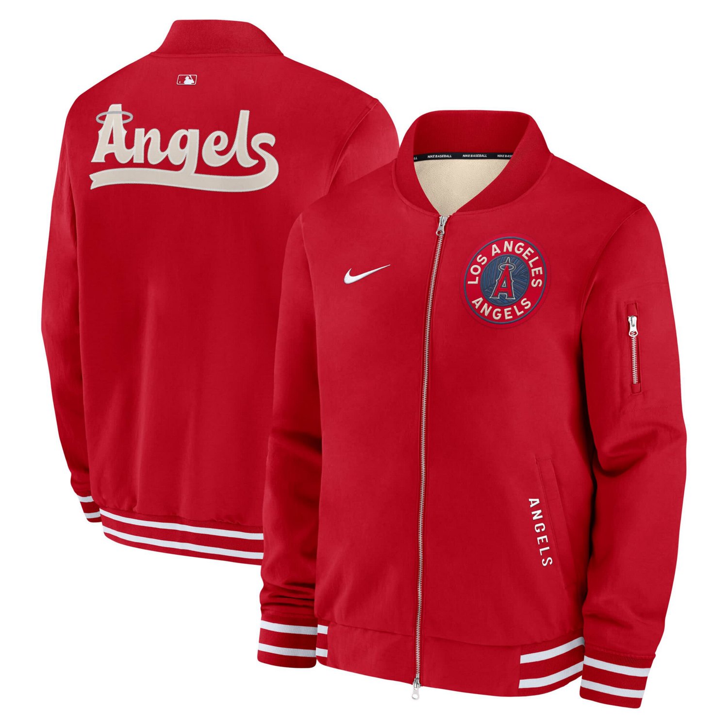 Nike Los Angeles Angels Authentic Collection City Connect Full-Zip Bomber Jacket                                                