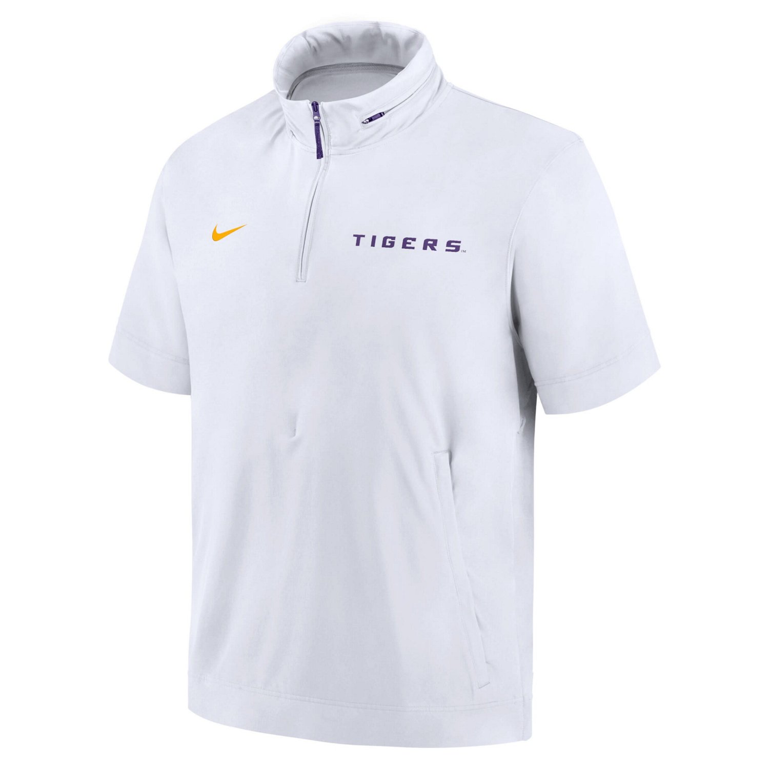 Nike LSU Tigers 2024 Sideline Coach Short Sleeve Half-Zip Hoodie Jacket                                                          - view number 2