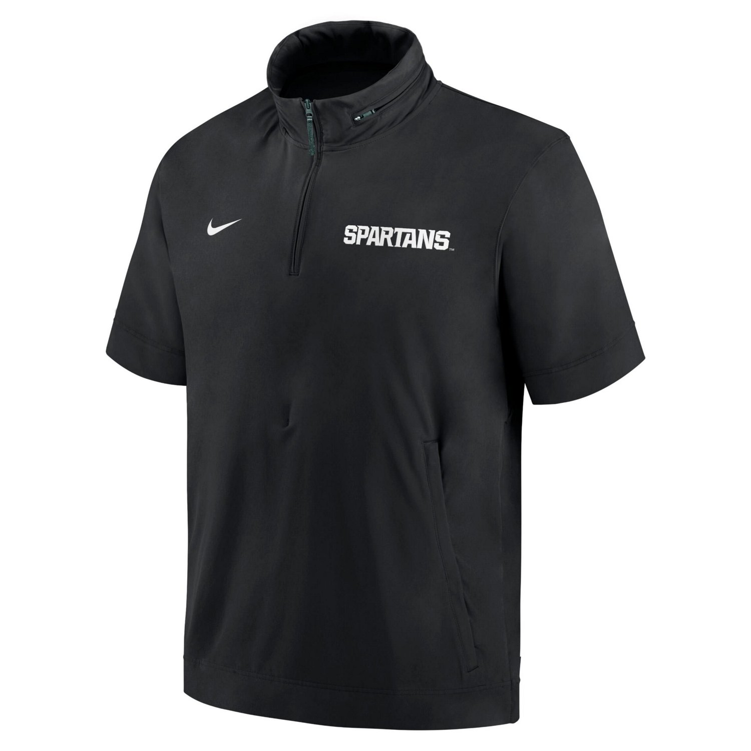 Nike Michigan State Spartans 2024 Sideline Coach Short Sleeve Half-Zip Hoodie Jacket
