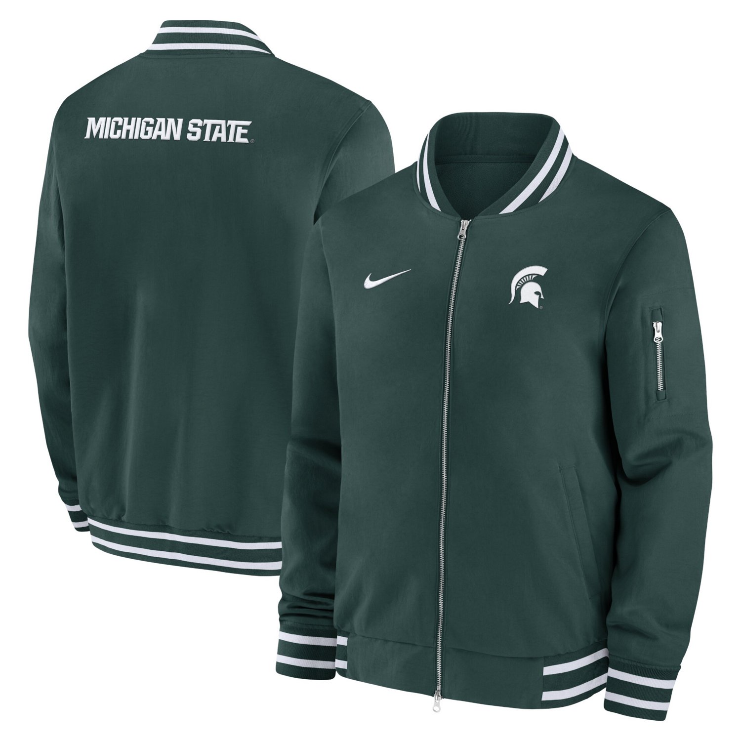 Nike Michigan State Spartans 2024 Sideline Full-Zip Bomber Jacket                                                                - view number 1