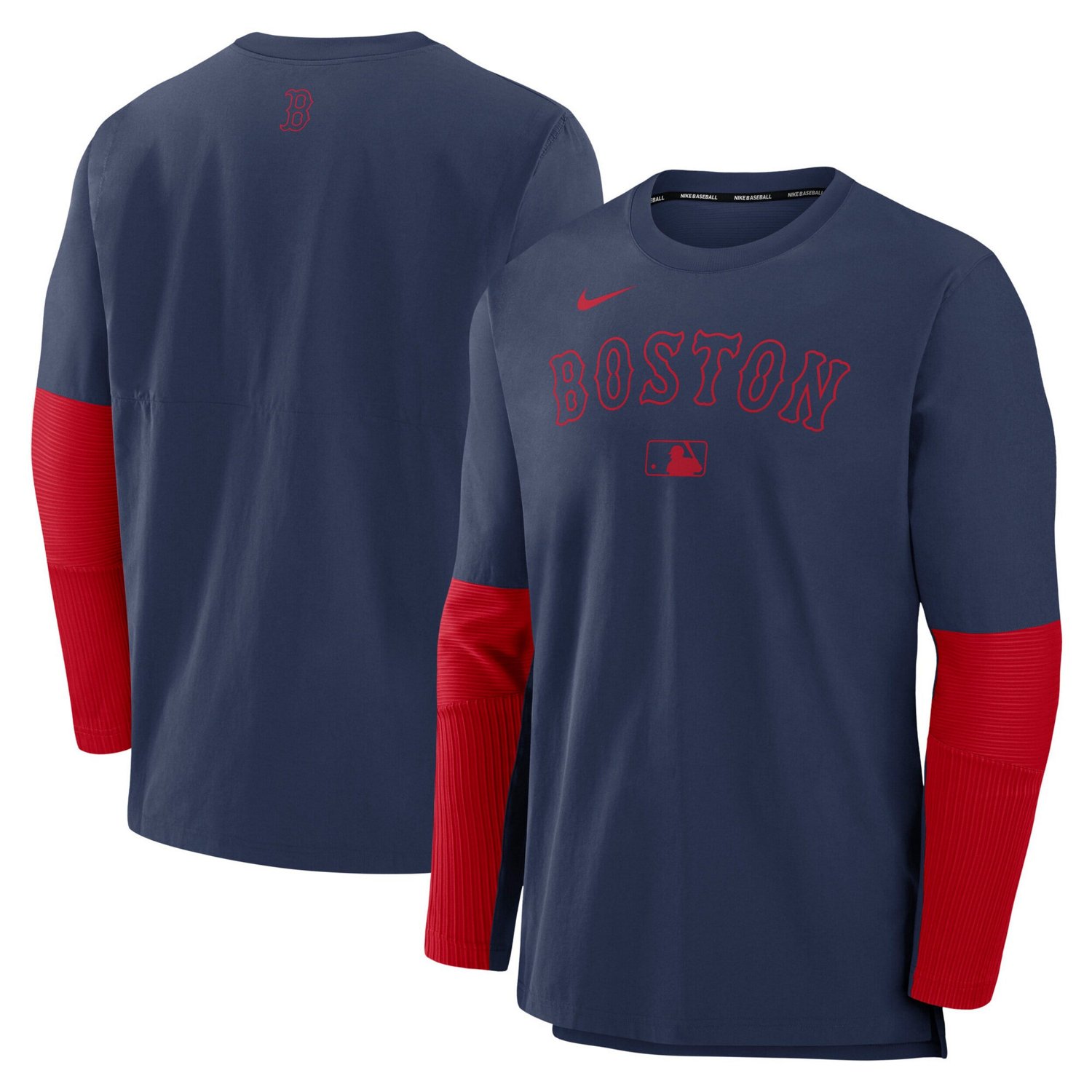 Nike Navy Boston Sox Authentic Collection Lightweight Player Tri-Blend Performance Pullover Sweatshirt