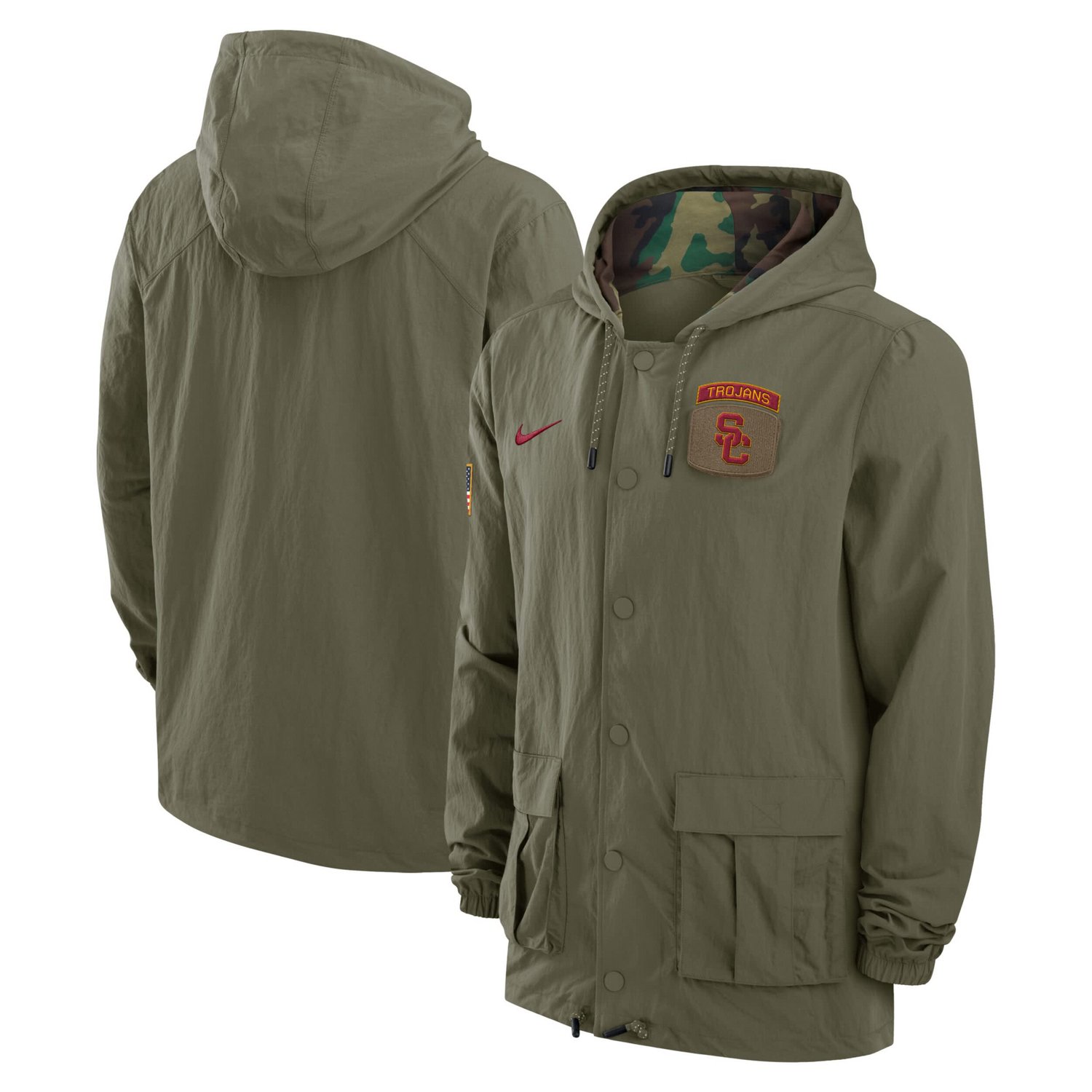 Nike USC Trojans 2024 Military Appreciation Full-Snap Hoodie Military Jacket