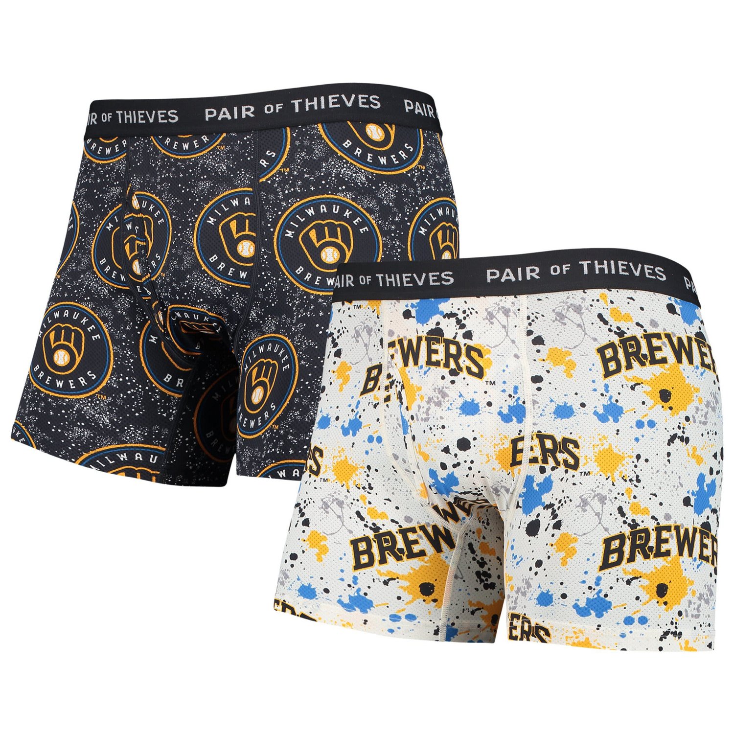 Pair of Thieves Navy Milwaukee Brewers Super Fit 2-Pack Boxer Briefs Set - view number 1