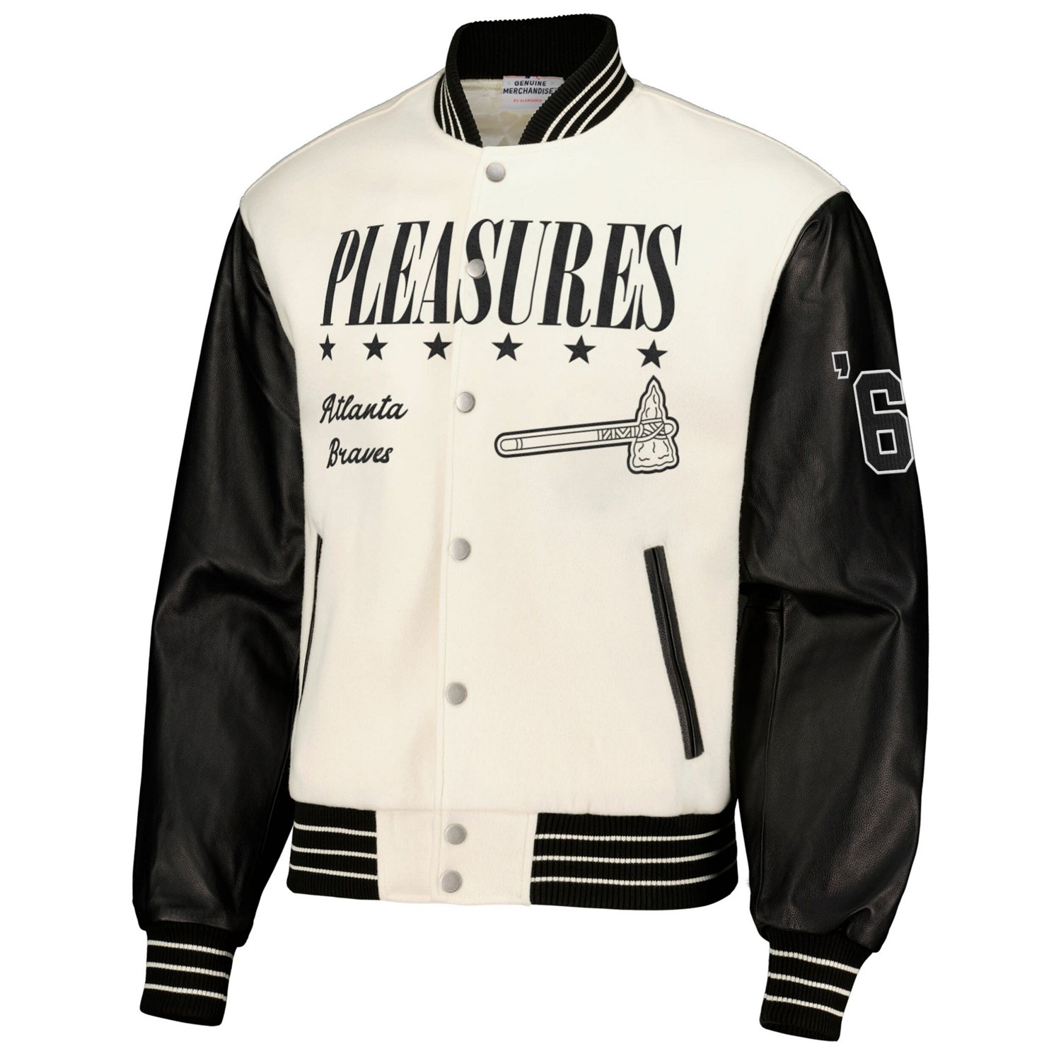 PLEASURES Atlanta Braves Full-Snap Varsity Jacket - view number 2