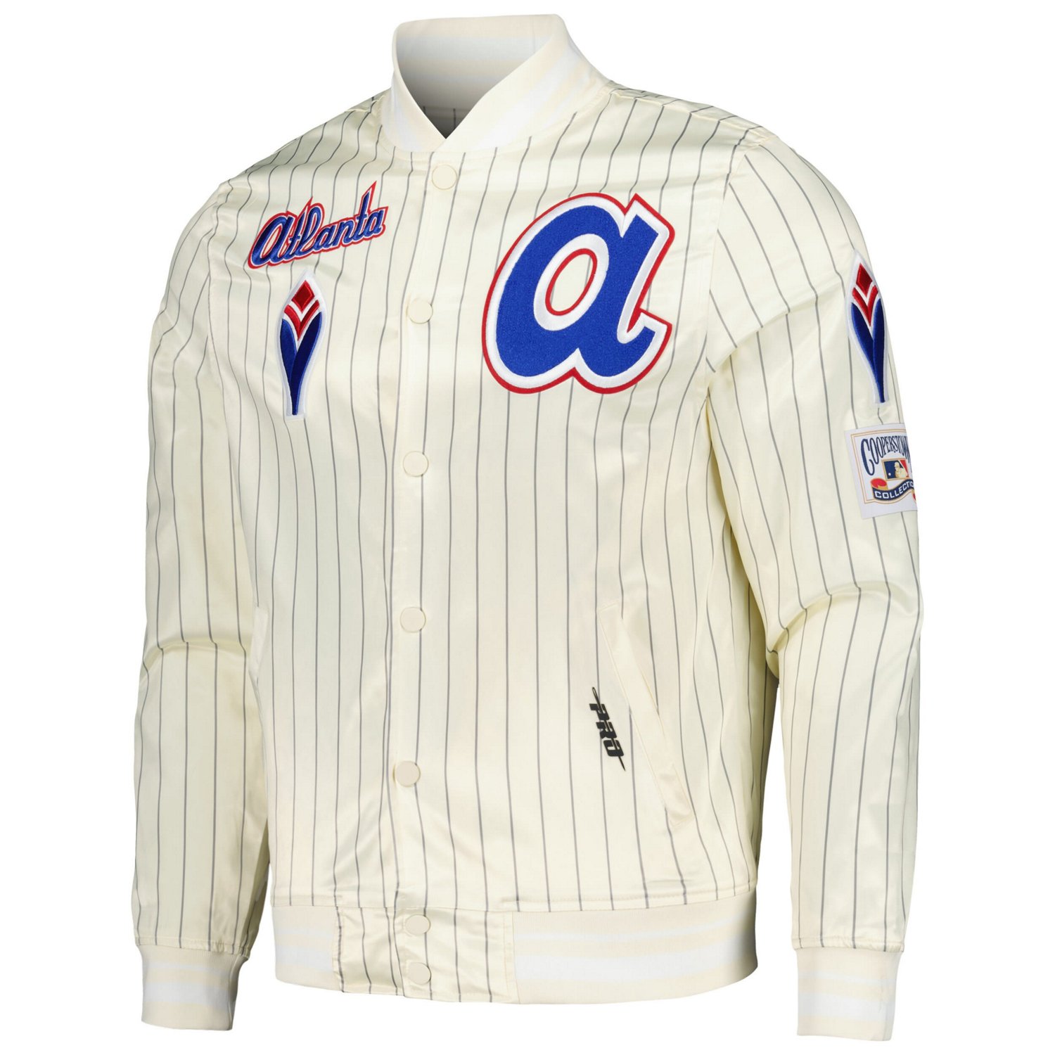 Pro Standard Atlanta Braves Cooperstown Collection Pinstripe Retro Classic Satin Full-Snap Jacket