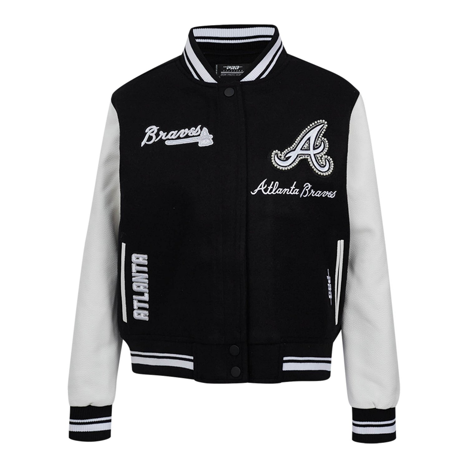Pro Standard Atlanta Braves Pearls Rib Wool Full-Zip Varsity Jacket - view number 3
