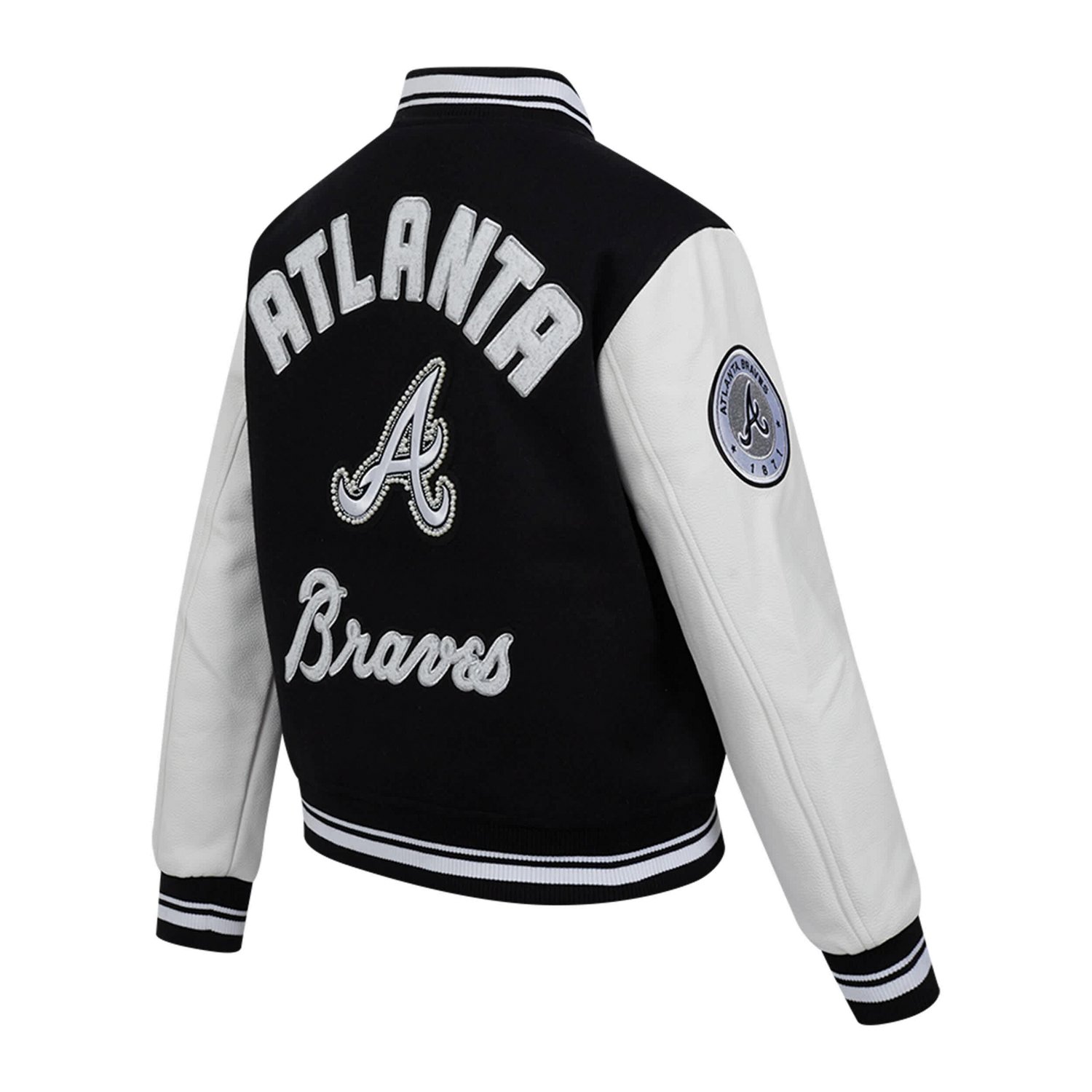 Pro Standard Atlanta Braves Pearls Rib Wool Full-Zip Varsity Jacket - view number 4