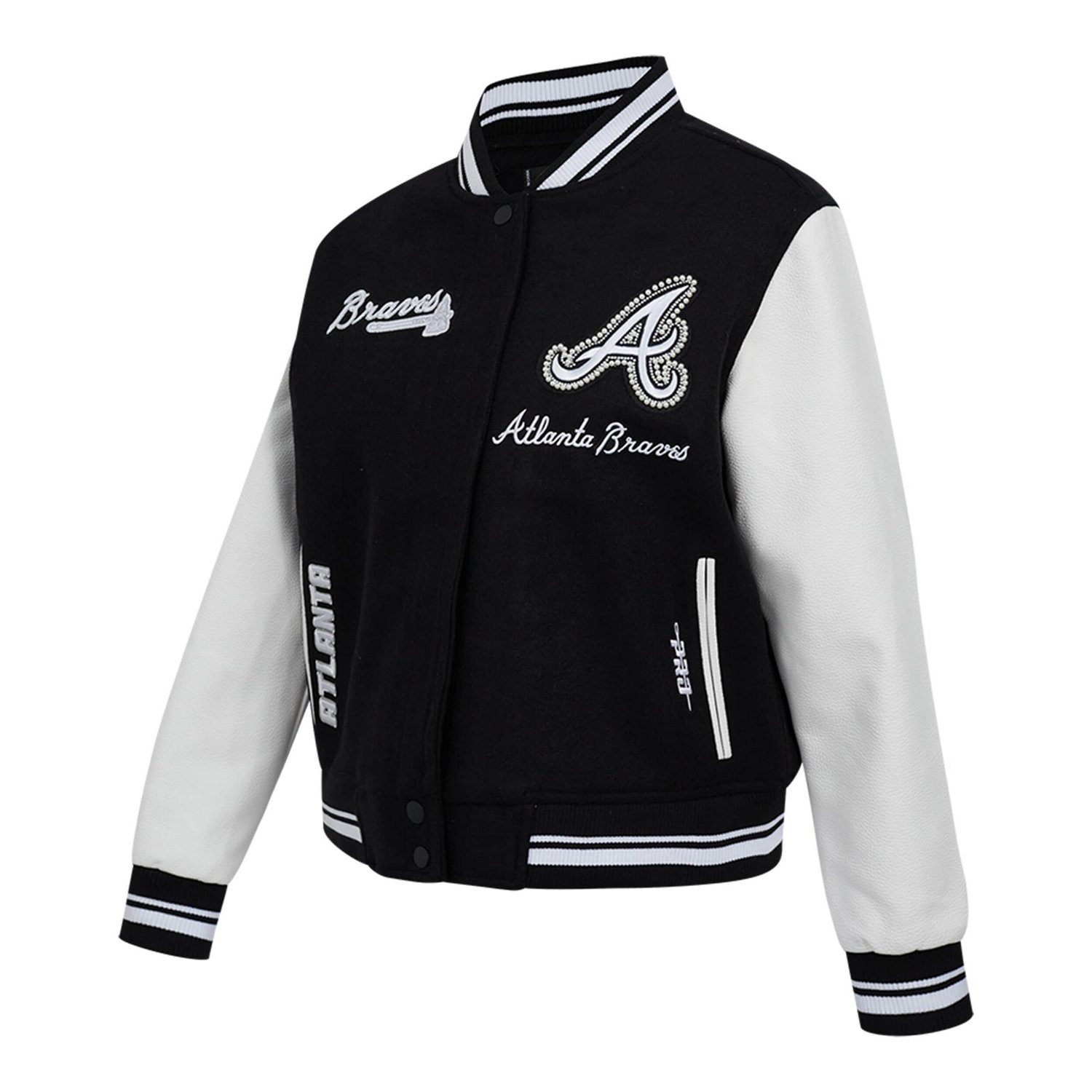 Pro Standard Atlanta Braves Pearls Rib Wool Full-Zip Varsity Jacket - view number 2