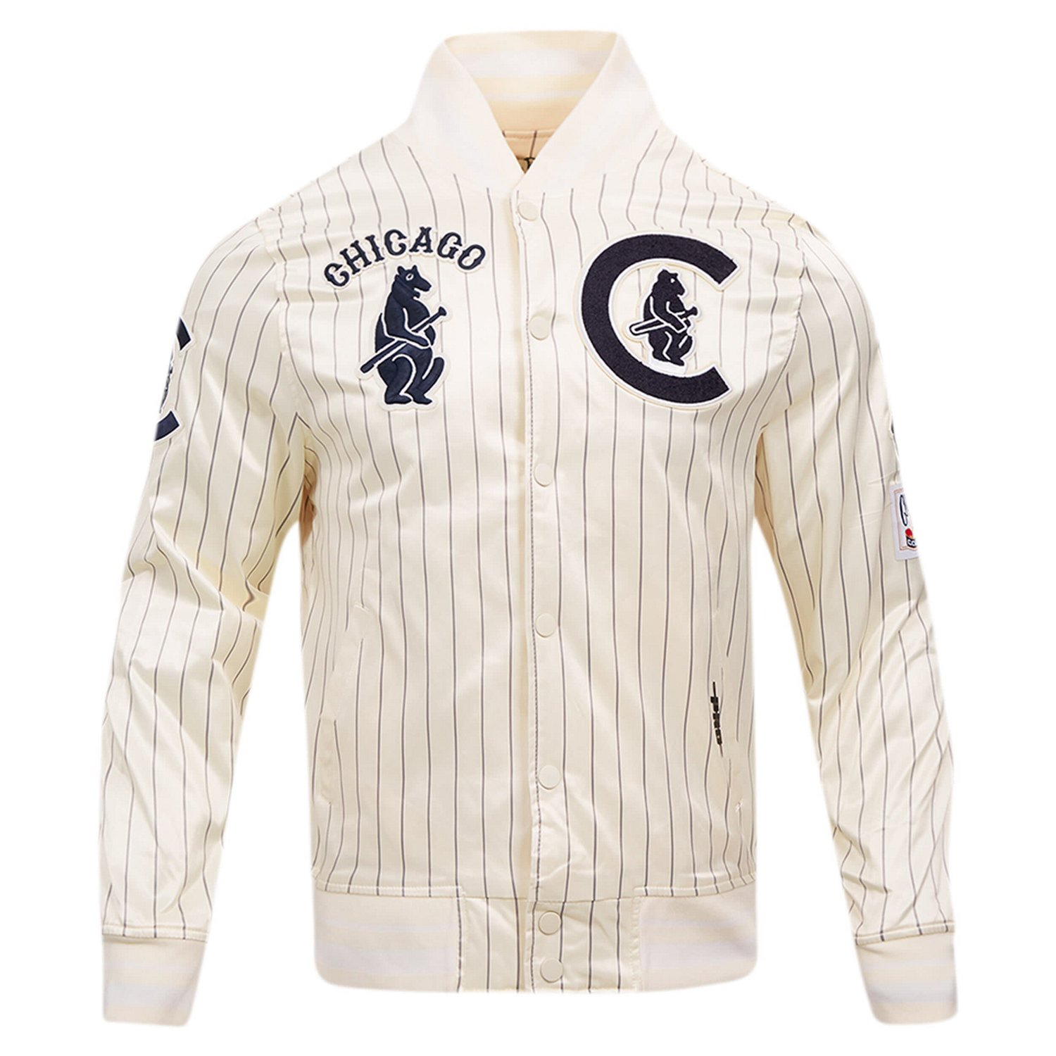 Pro Standard Chicago Cubs Cooperstown Collection Pinstripe Retro Classic Satin Full-Snap Jacket