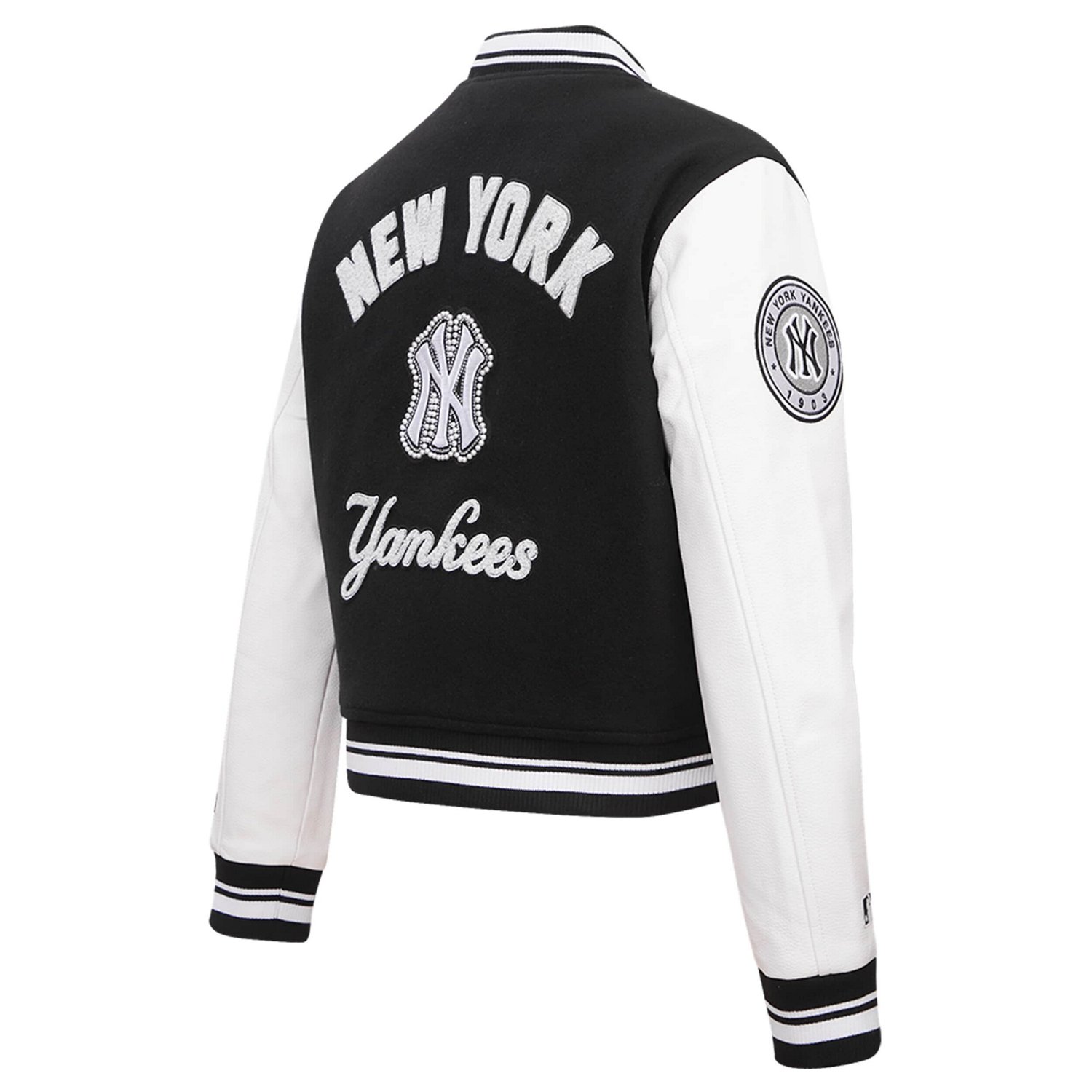 Pro Standard New York Yankees Pearls Rib Wool Full-Zip Varsity Jacket