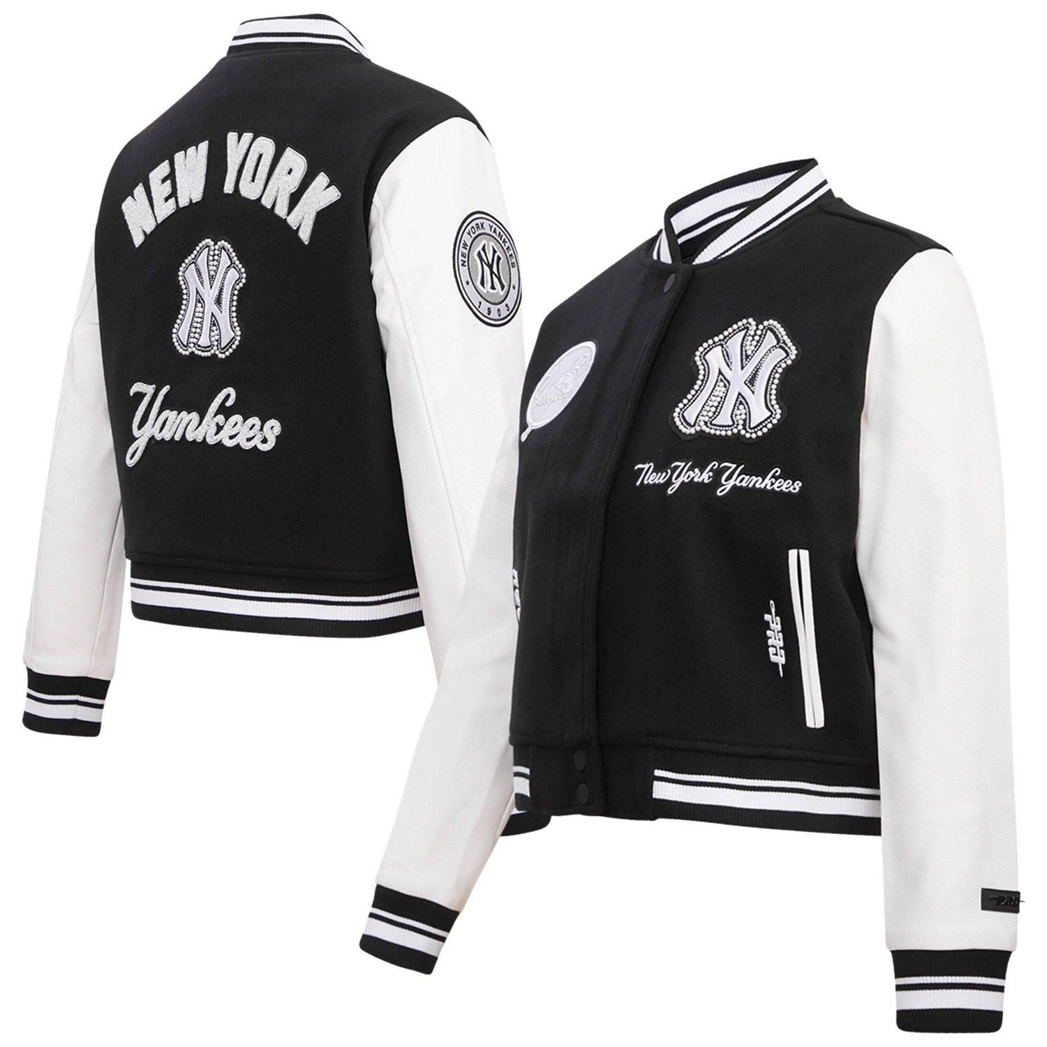 Pro Standard New York Yankees Pearls Rib Wool Full-Zip Varsity Jacket