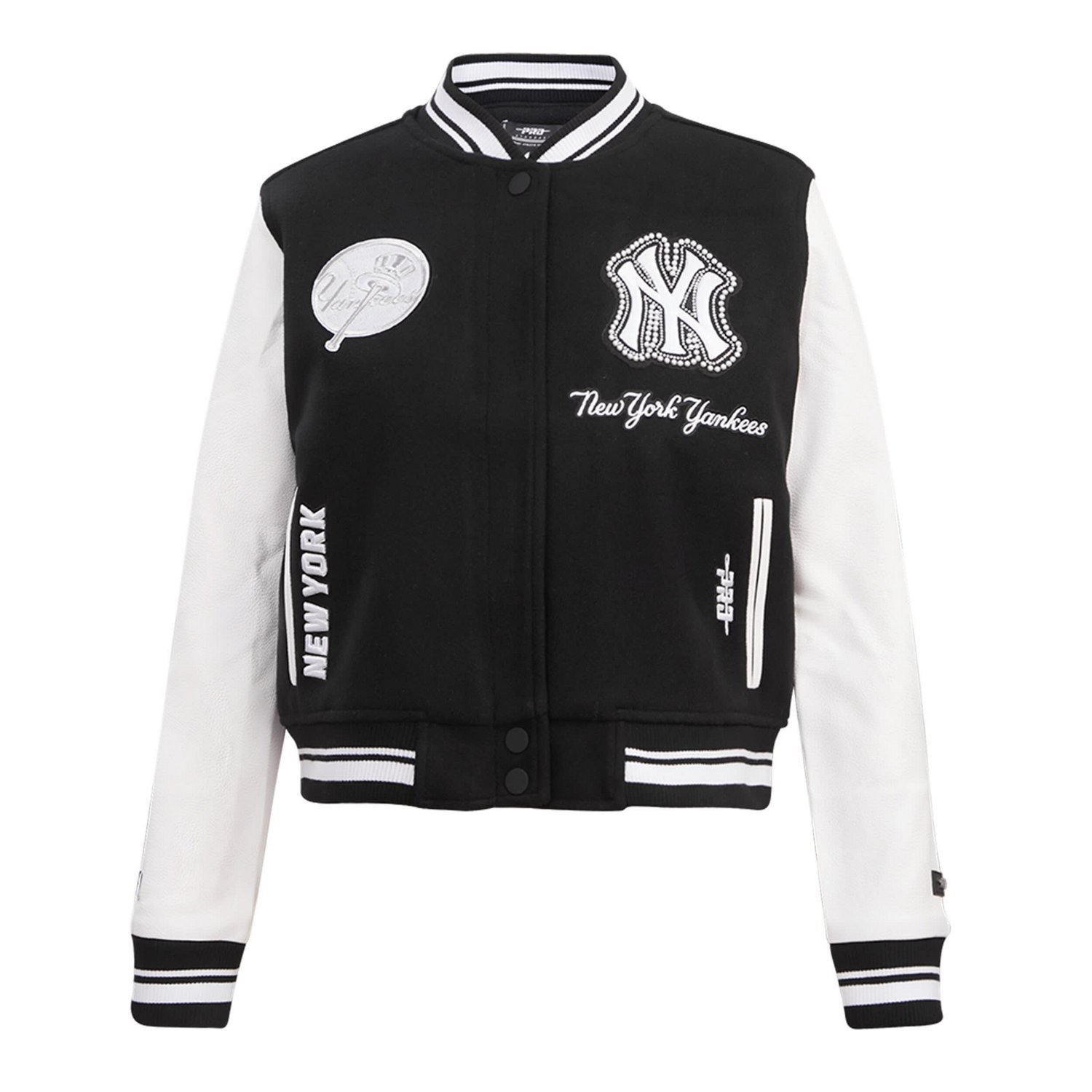 Pro Standard New York Yankees Pearls Rib Wool Full-Zip Varsity Jacket