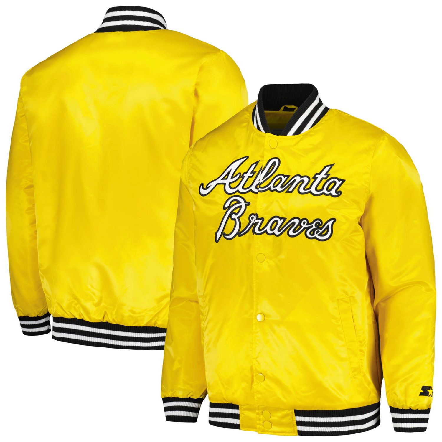 Starter Atlanta Braves Cross Bronx Fashion Satin Full-Snap Varsity Jacket