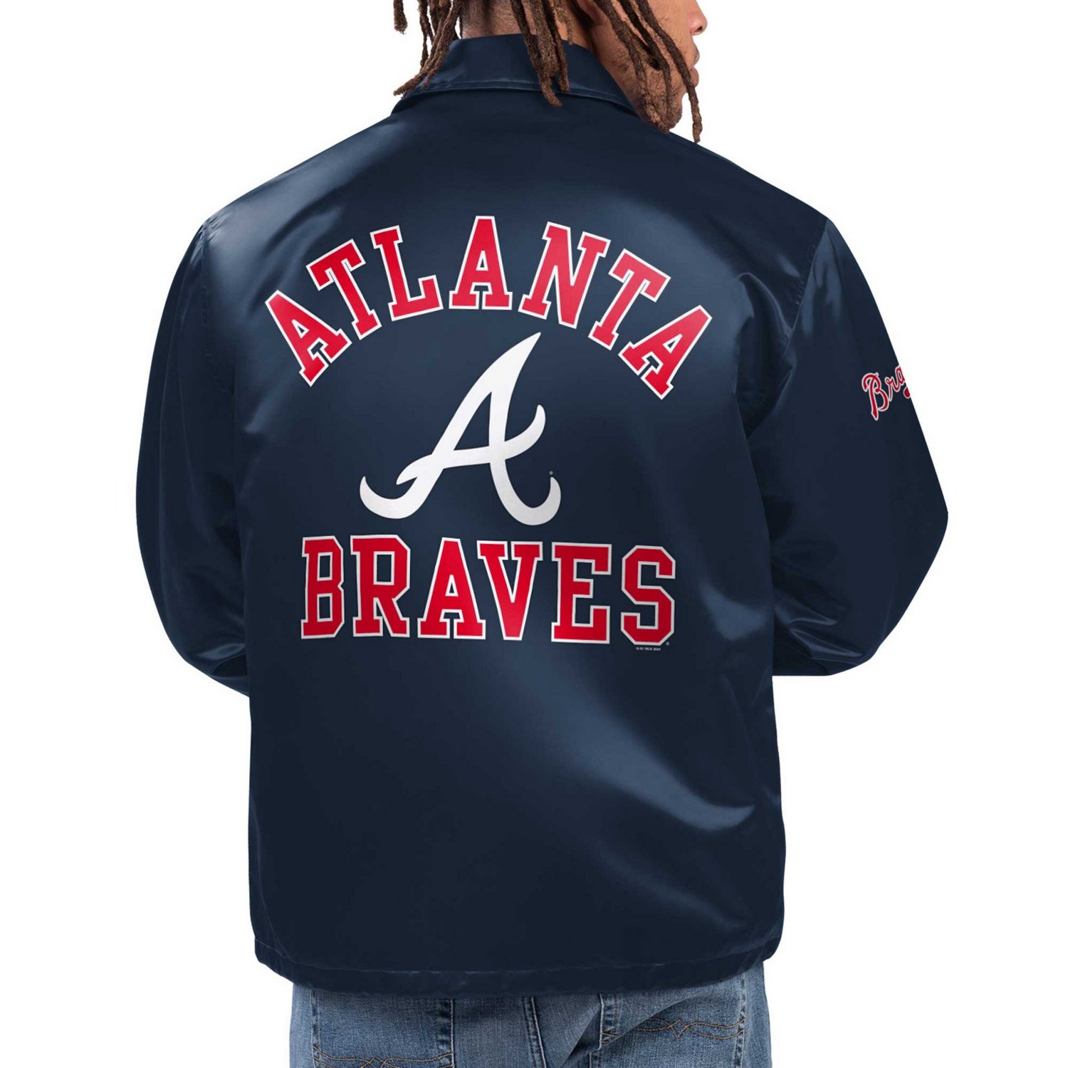 Starter Atlanta Braves Option Route Satin Full-Snap Jacket - view number 2