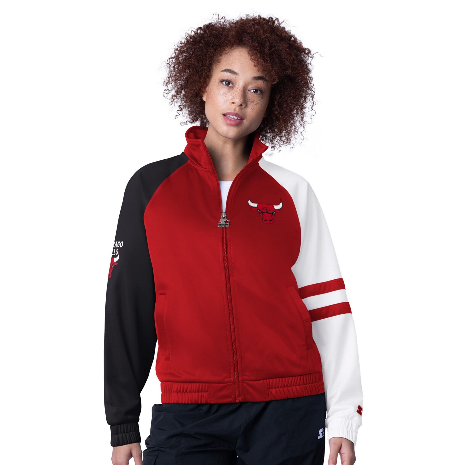 Starter Chicago Bulls Line Up Dolman Raglan Full-Zip Track Jacket