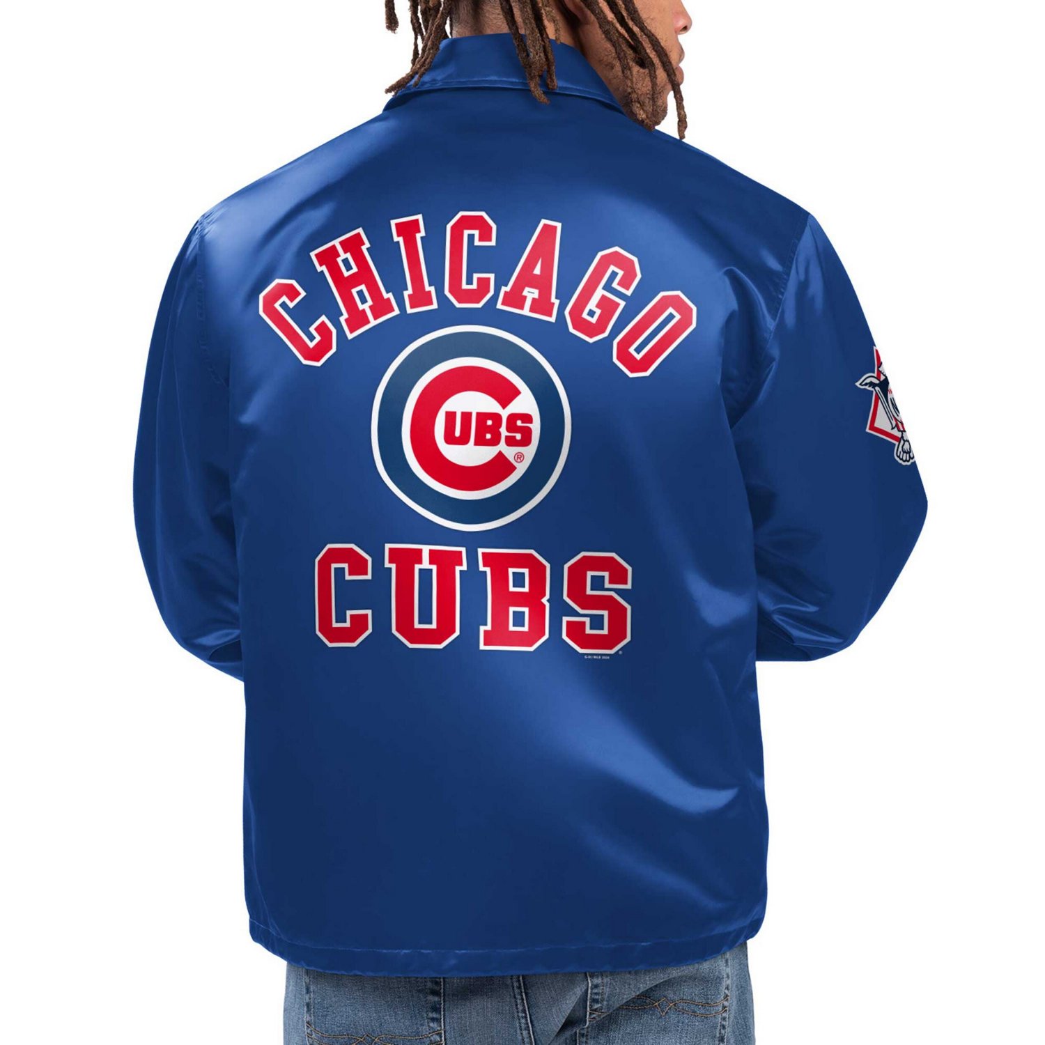 Starter Chicago Cubs Option Route Satin Full-Snap Jacket