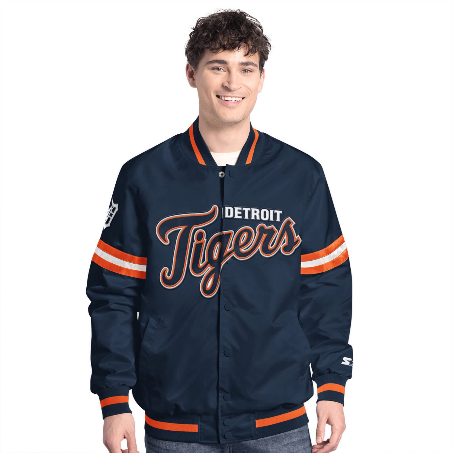 Starter Detroit Tigers Scout Full-Snap Varsity Jacket                                                                           