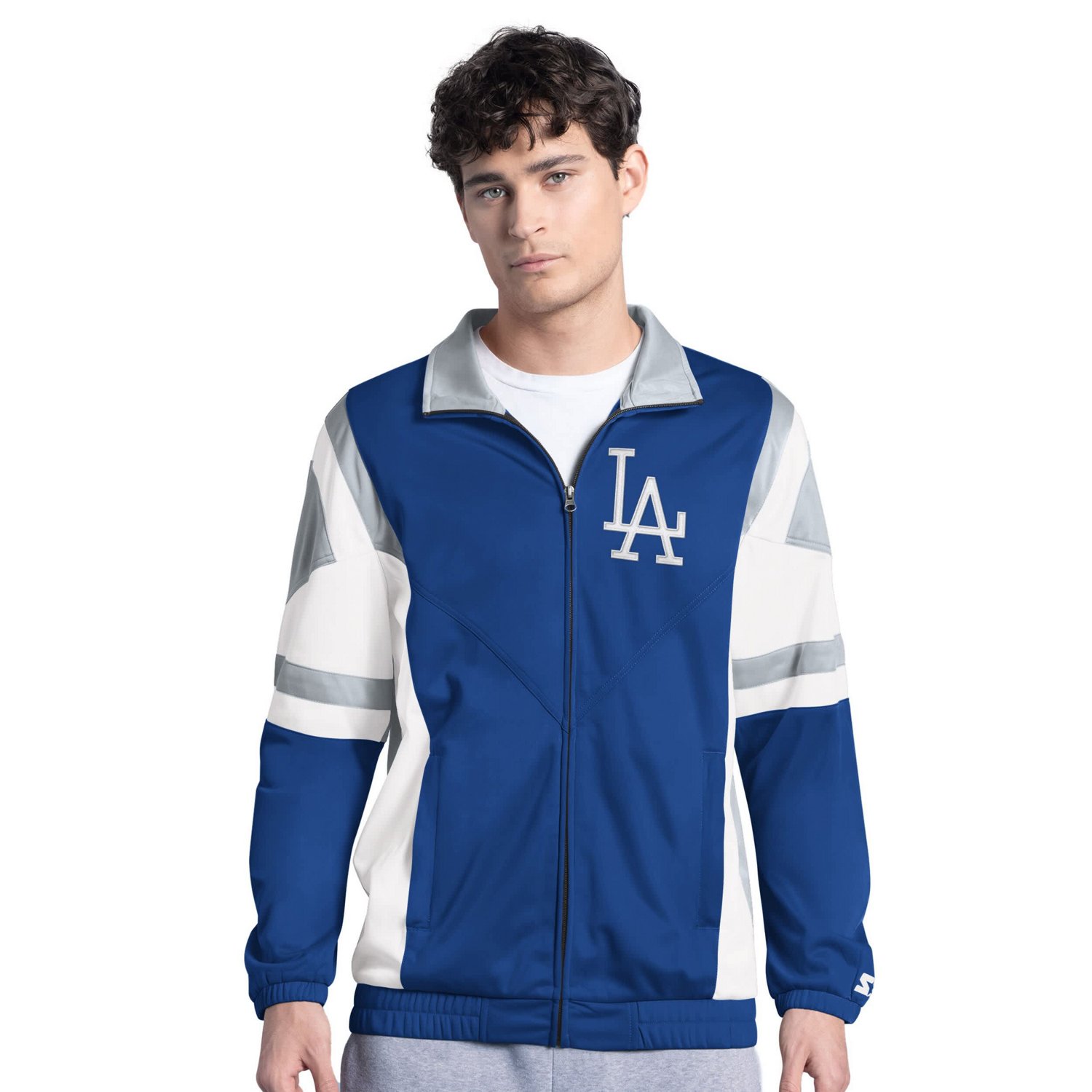 Starter Gray Los Angeles Dodgers Contender Tricot Full-Zip Track Jacket