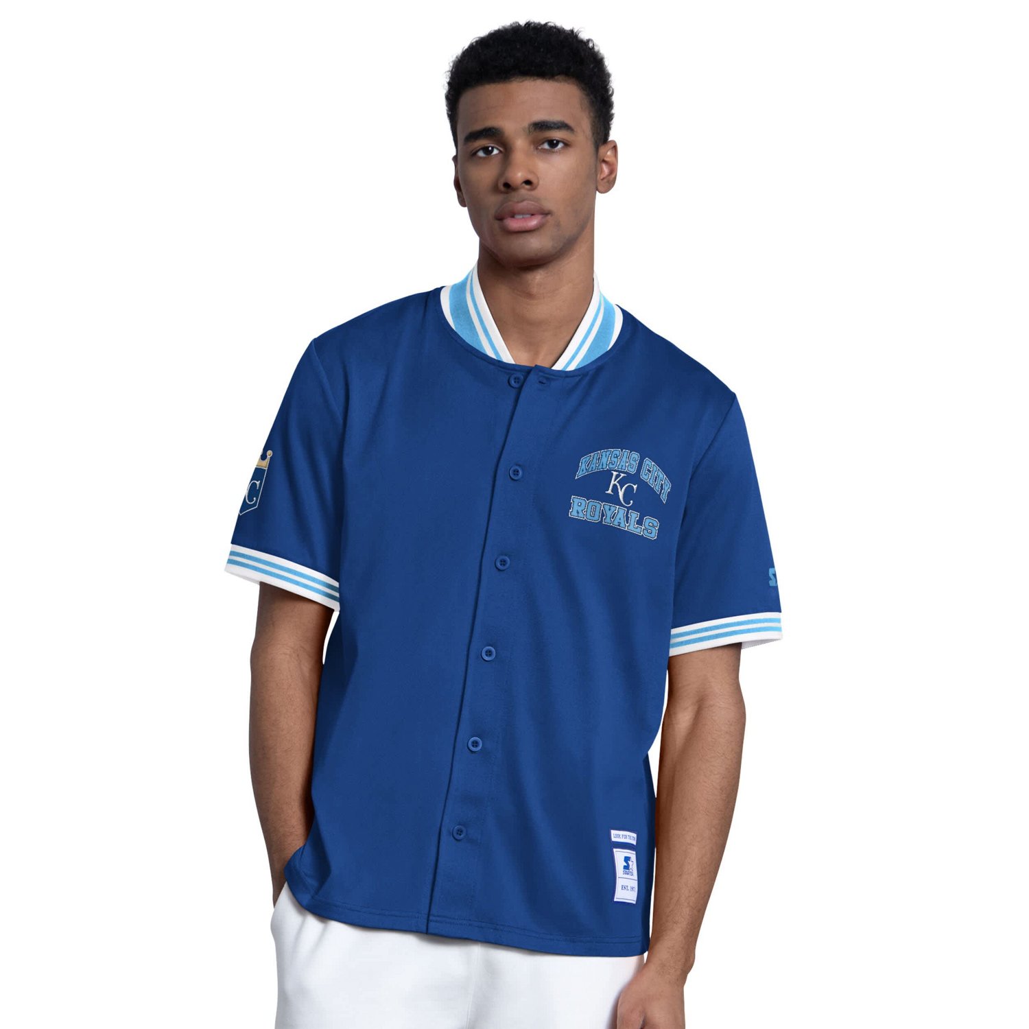 Starter Kansas City s Button-Up Short Sleeve Jacket
