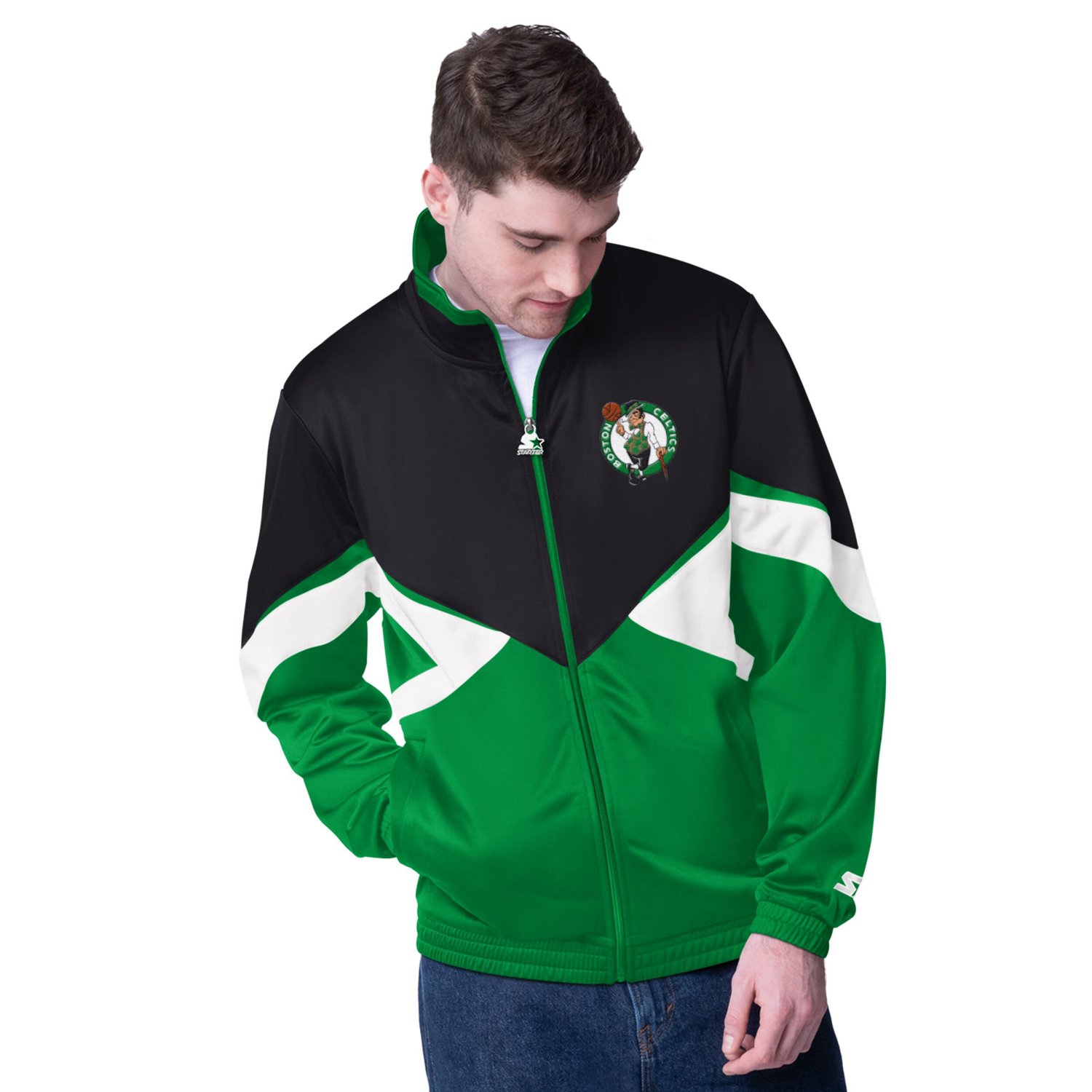 Starter Kelly Green Boston Celtics Rush Applique Full-Zip Track Jacket