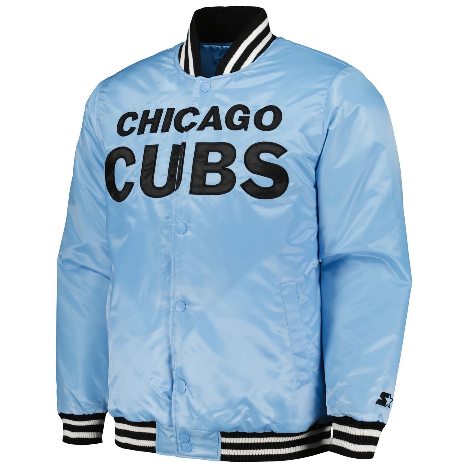 Starter Light Chicago Cubs Cross Bronx Fashion Satin Full-Snap Varsity Jacket - view number 2