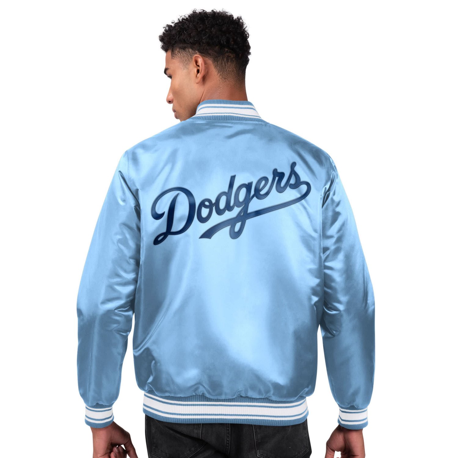 Starter Light Los Angeles Dodgers Locker Room Satin Full-Snap Varsity Jacket - view number 2