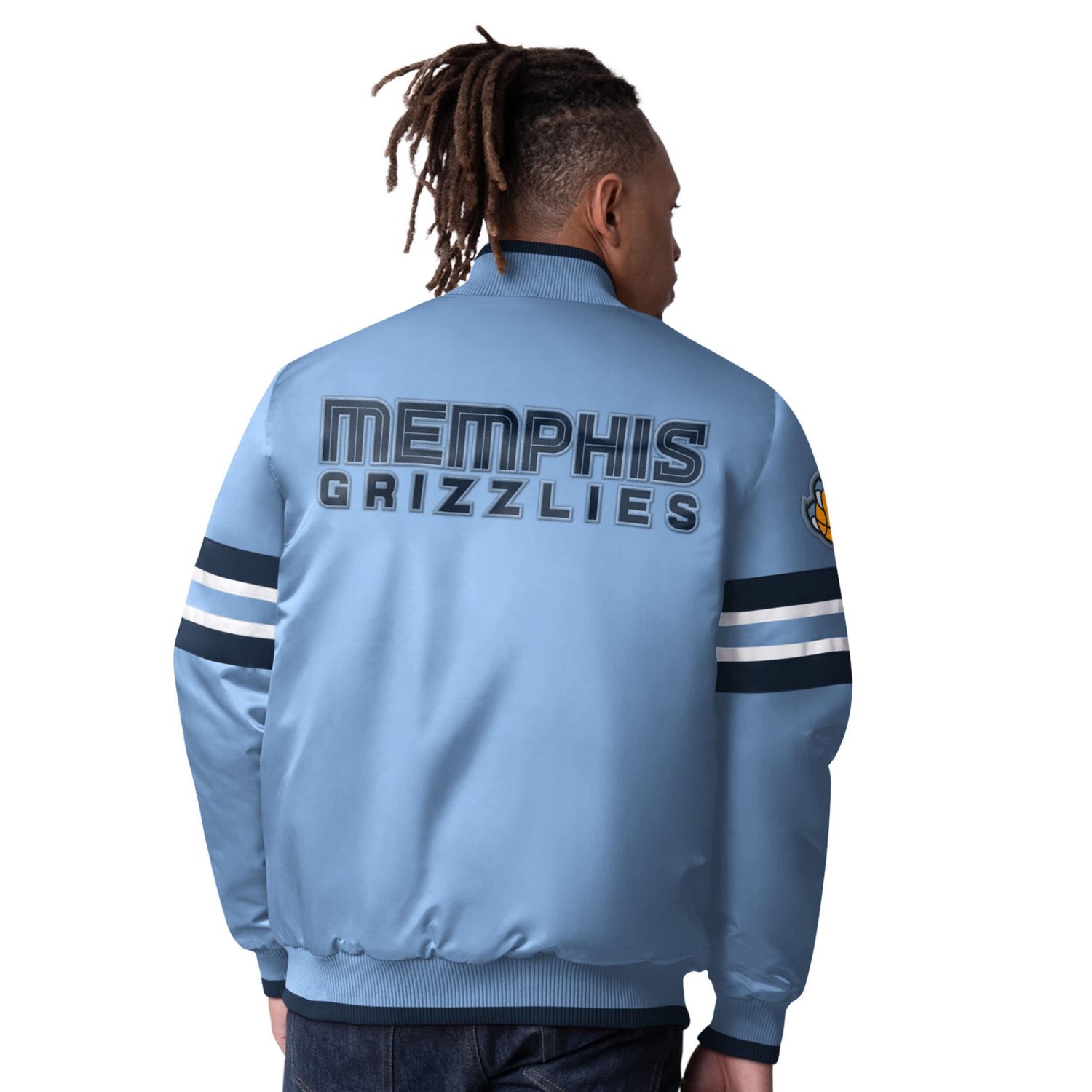 Starter Light Memphis Grizzlies Scout Varsity Satin Full-Snap Jacket