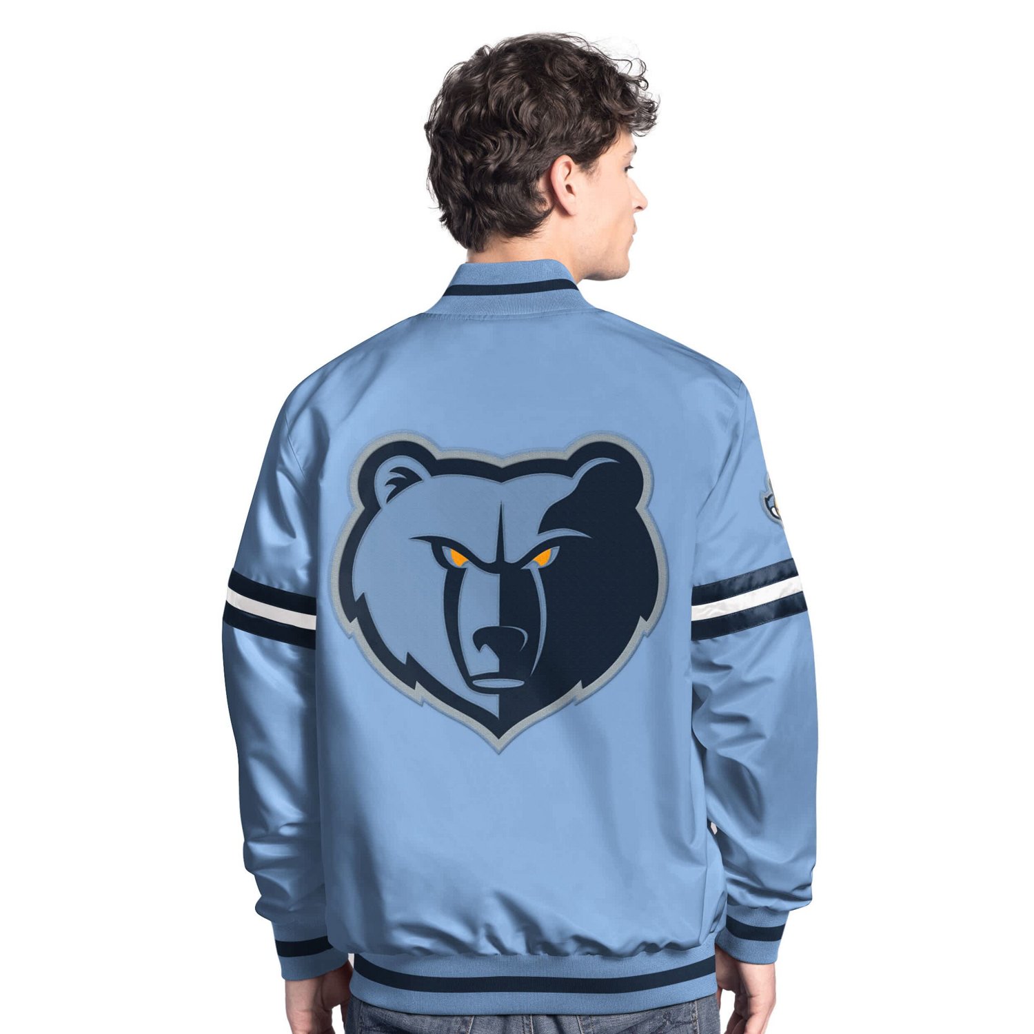 Starter Light Navy Memphis Grizzlies Scout Full Snap Varsity Jacket - view number 2
